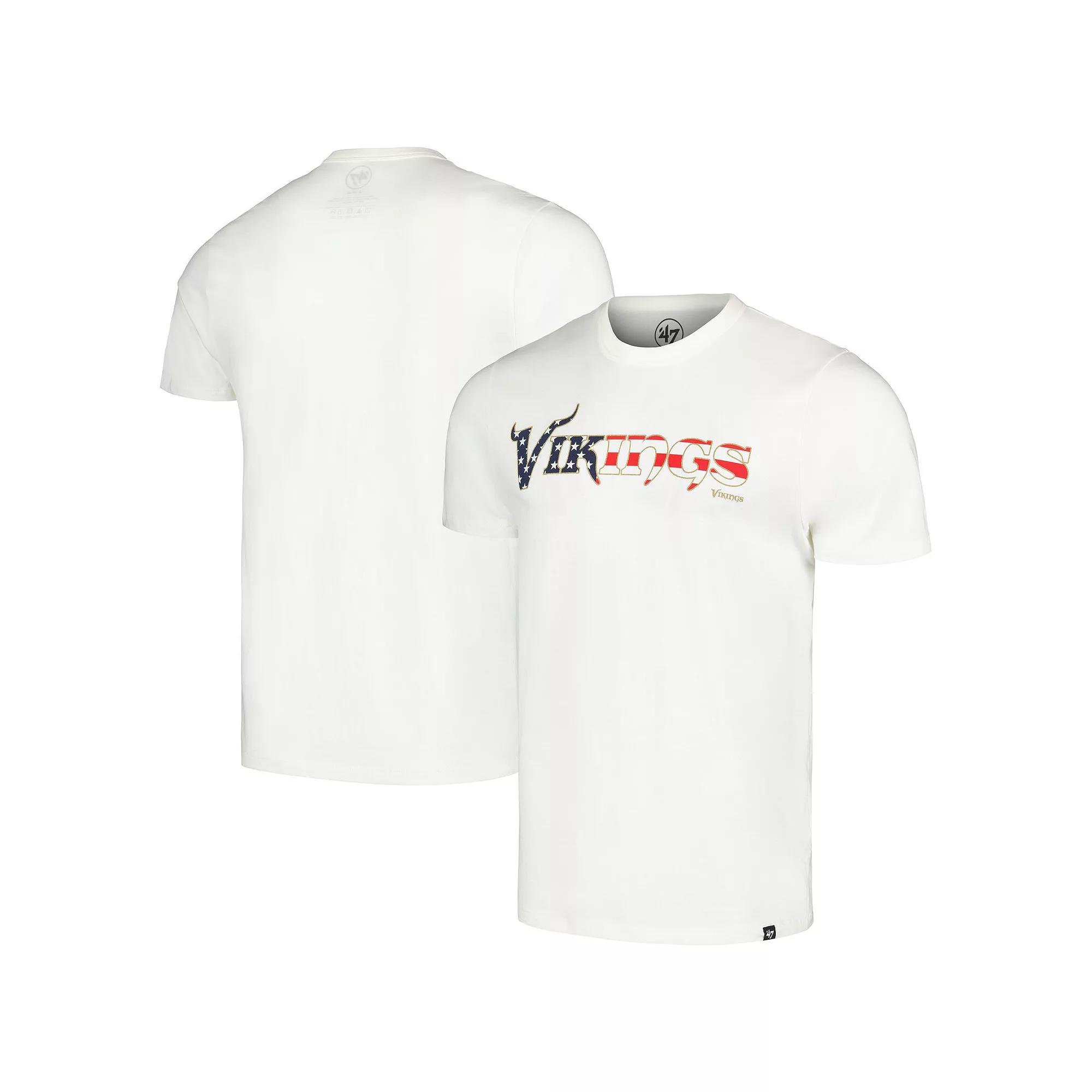 Men's '47 White Minnesota Vikings Flag Script Franklin T-Shirt,  Product Image