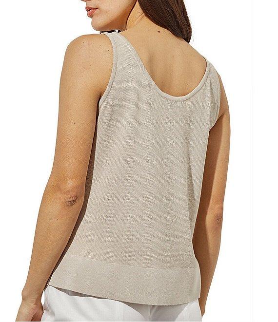 Ming Wang Soft Knit V-Neck Sleeveless Side Slit Tank Product Image