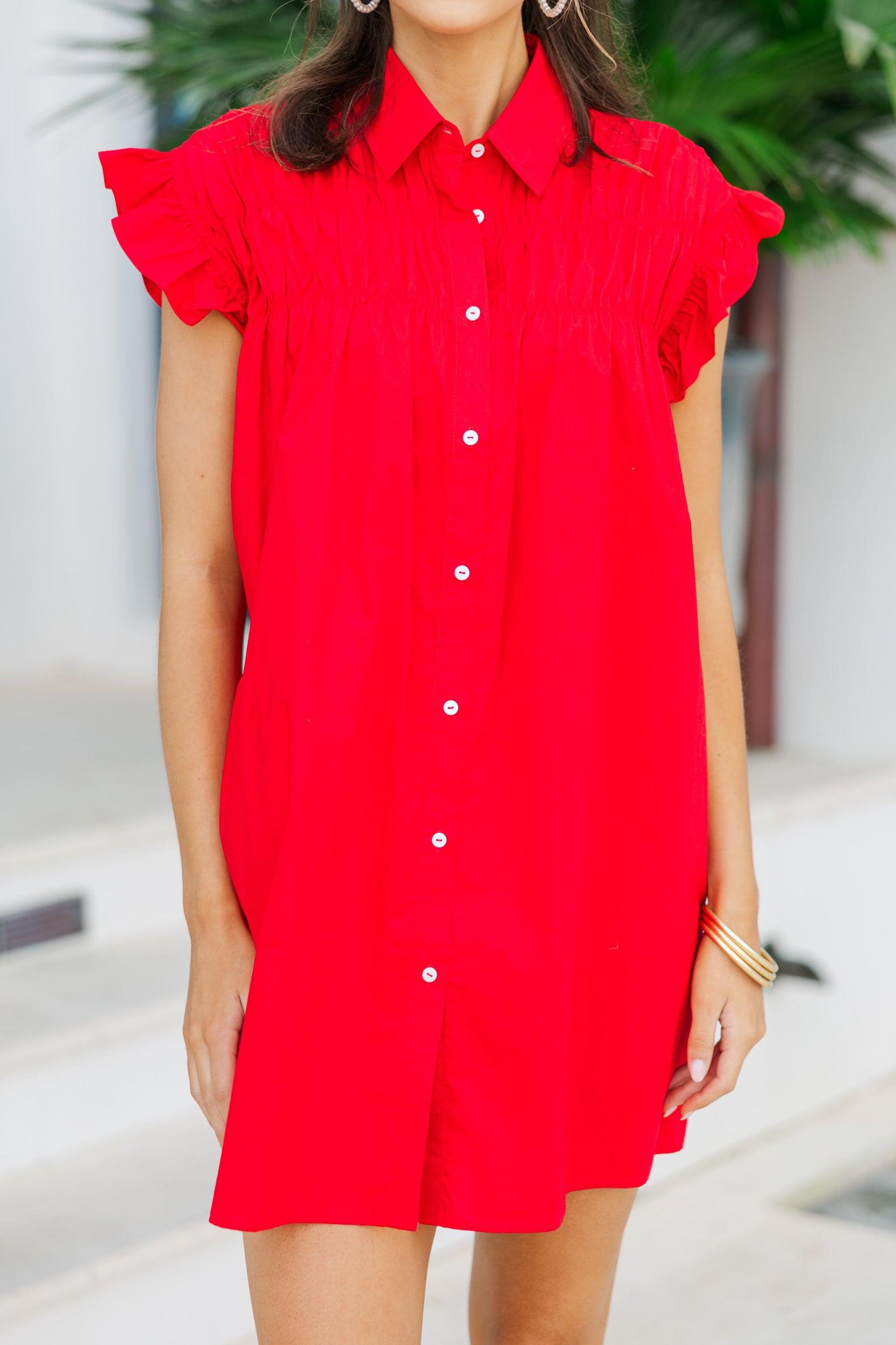 On The Way Red Shift Dress Female Product Image