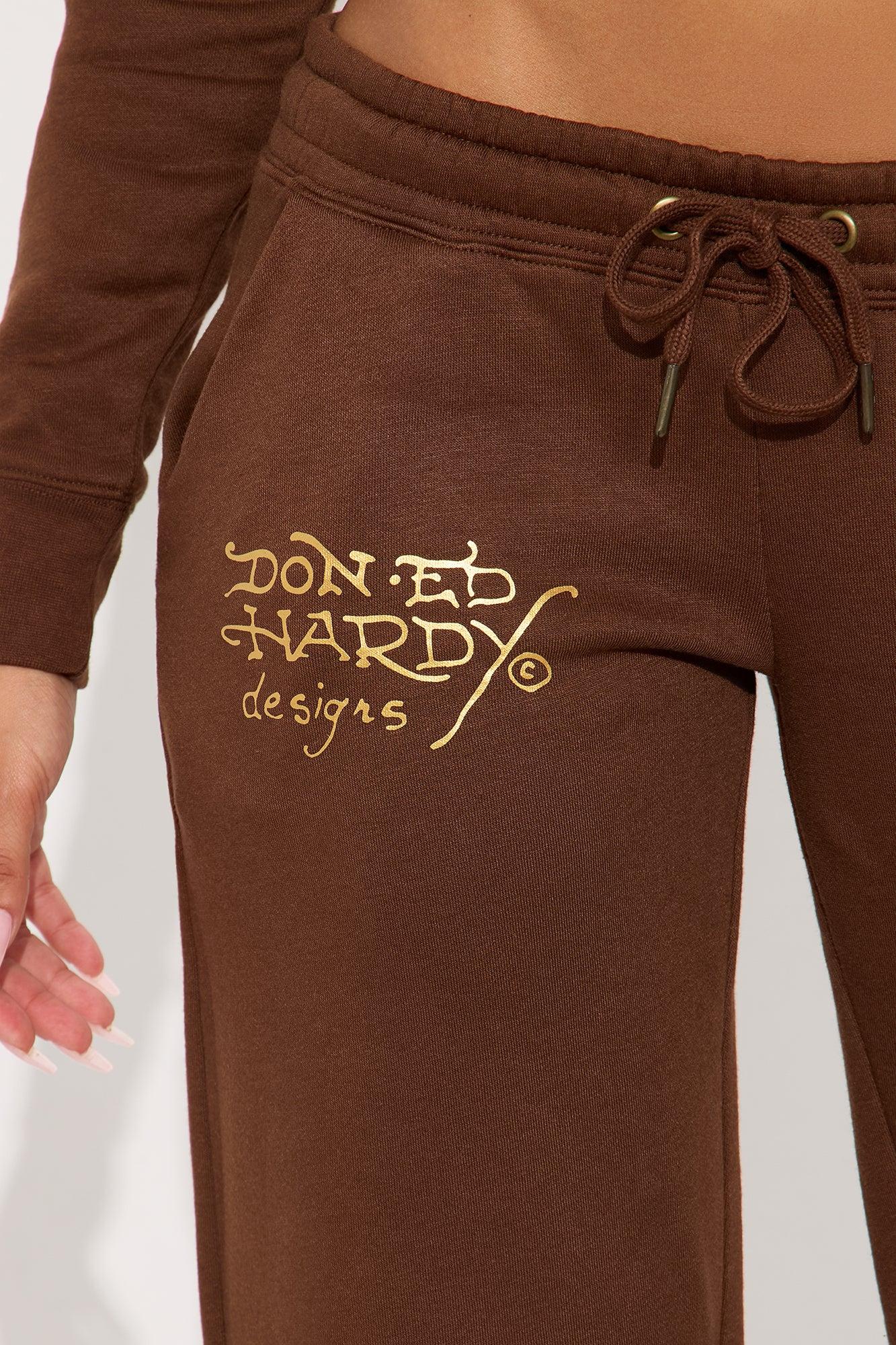 Ed Hardy Tiger Peak Wide Leg Pant - Brown Female Product Image
