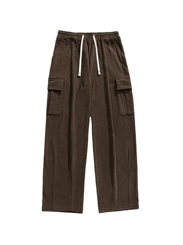 Men's Corduroy Flap Pocket Lace Up Cargo Pants Product Image