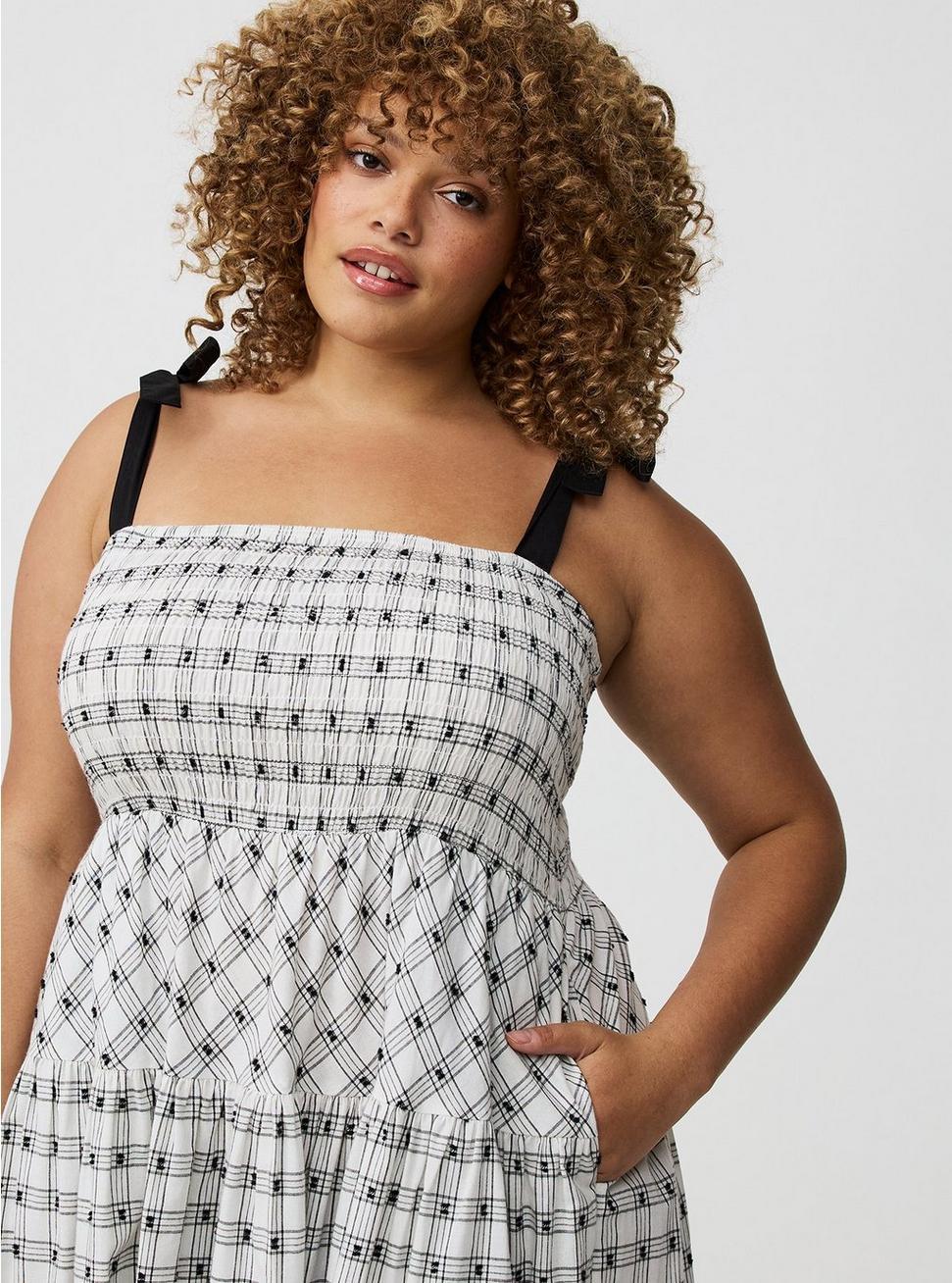 Tea-Length Smocked Bodice Dress Product Image