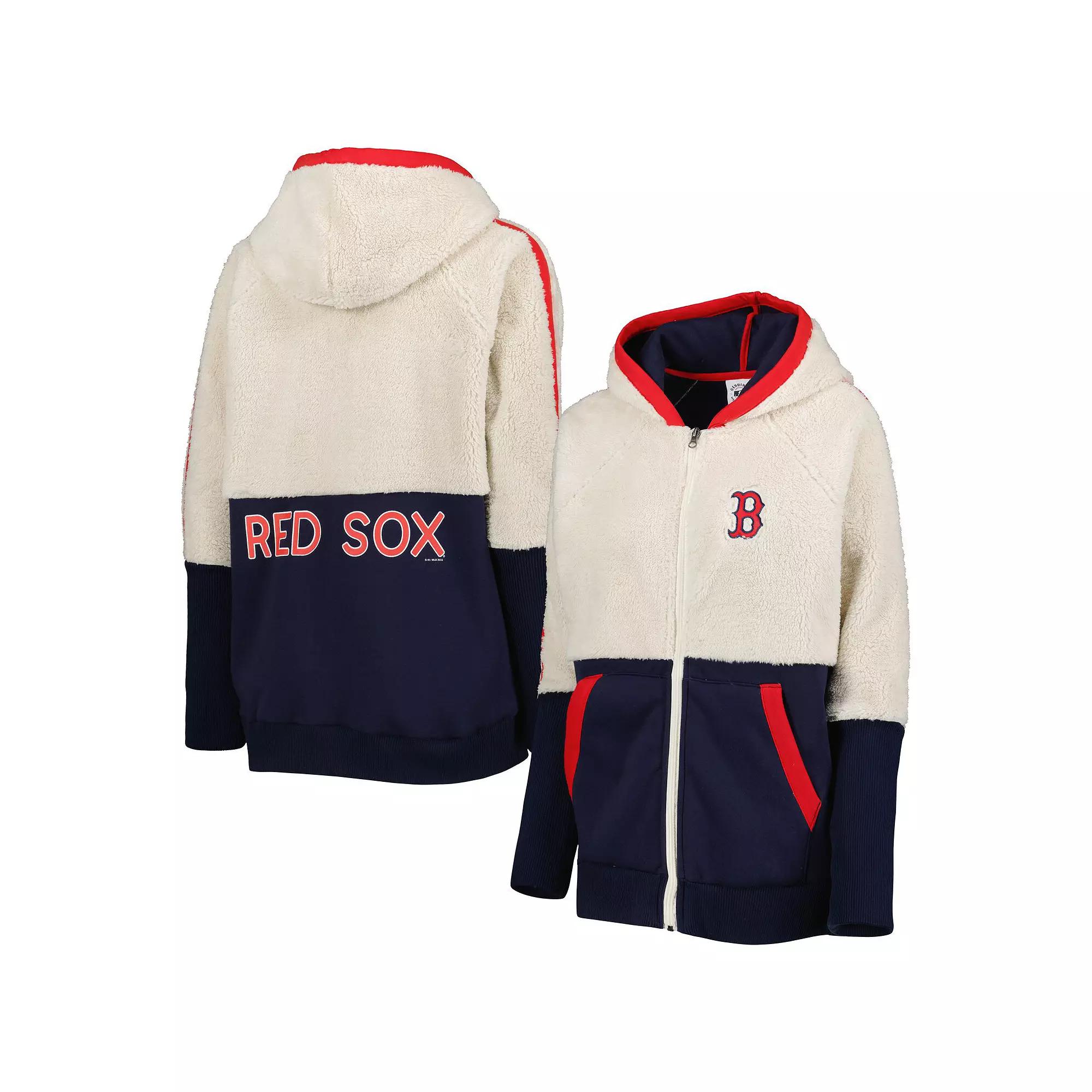 Women's G-III 4Her by Carl Banks Oatmeal/Navy Boston Red Sox Shuffle It Raglan Full-Zip Hoodie,  Product Image