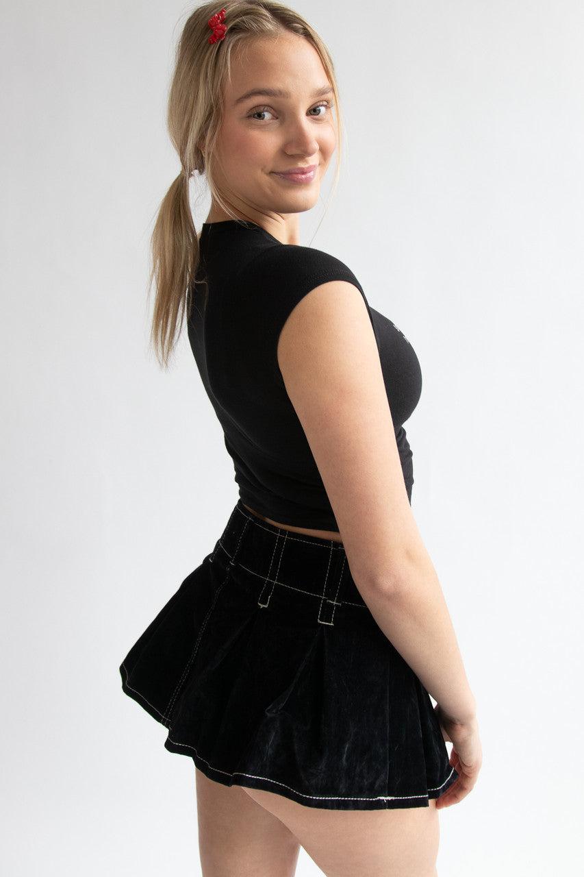 Low Rise Velvet Suede Mini Skort Product Image