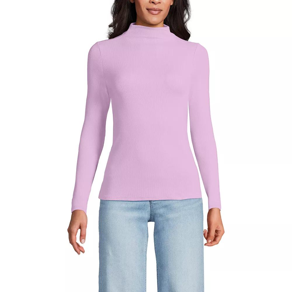 Women's Lands' End Rib Skimming Long Sleeve Mock Neck Top,  Product Image
