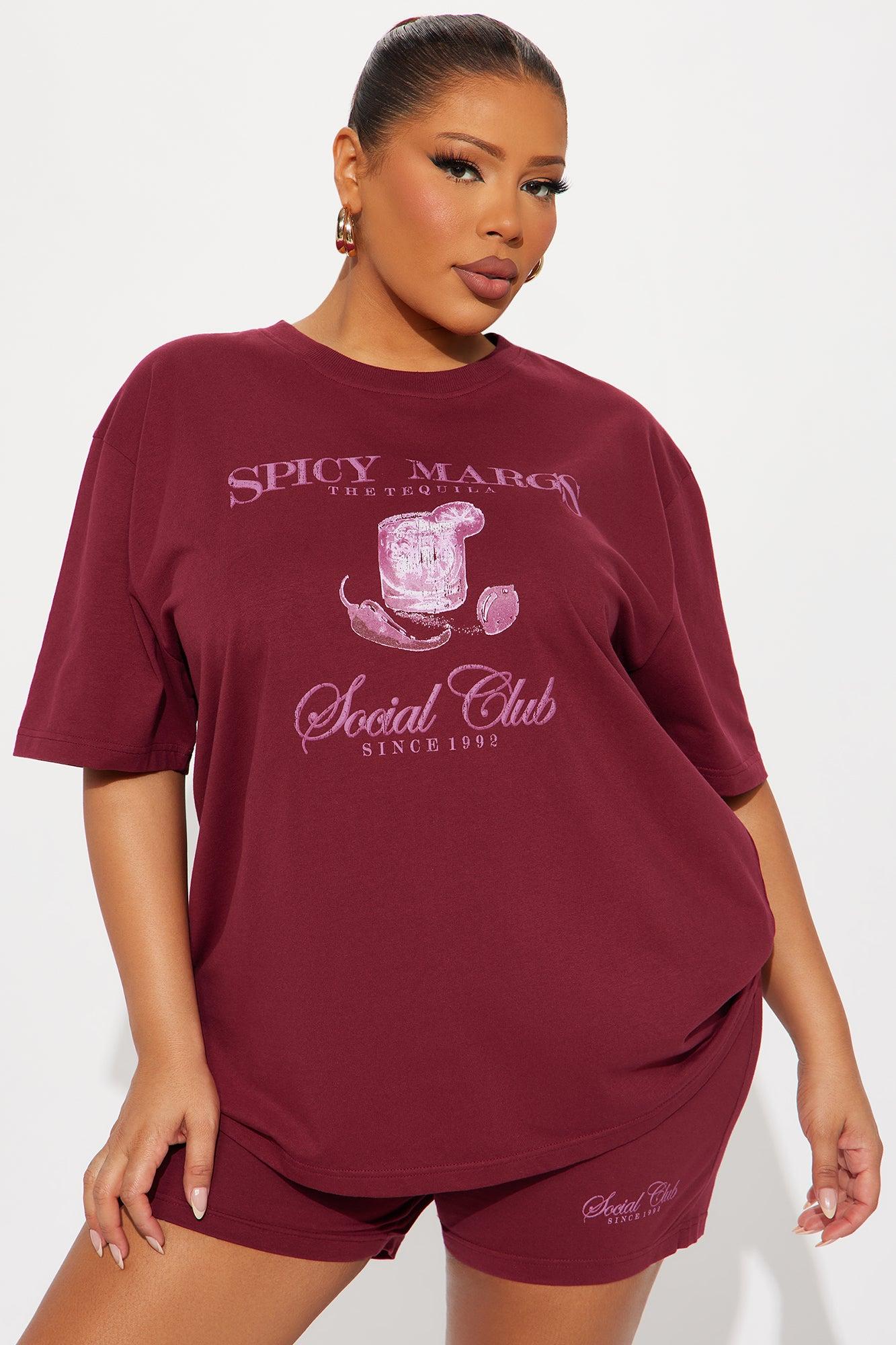 Margs Social Club Short Set - Burgundy Female Product Image