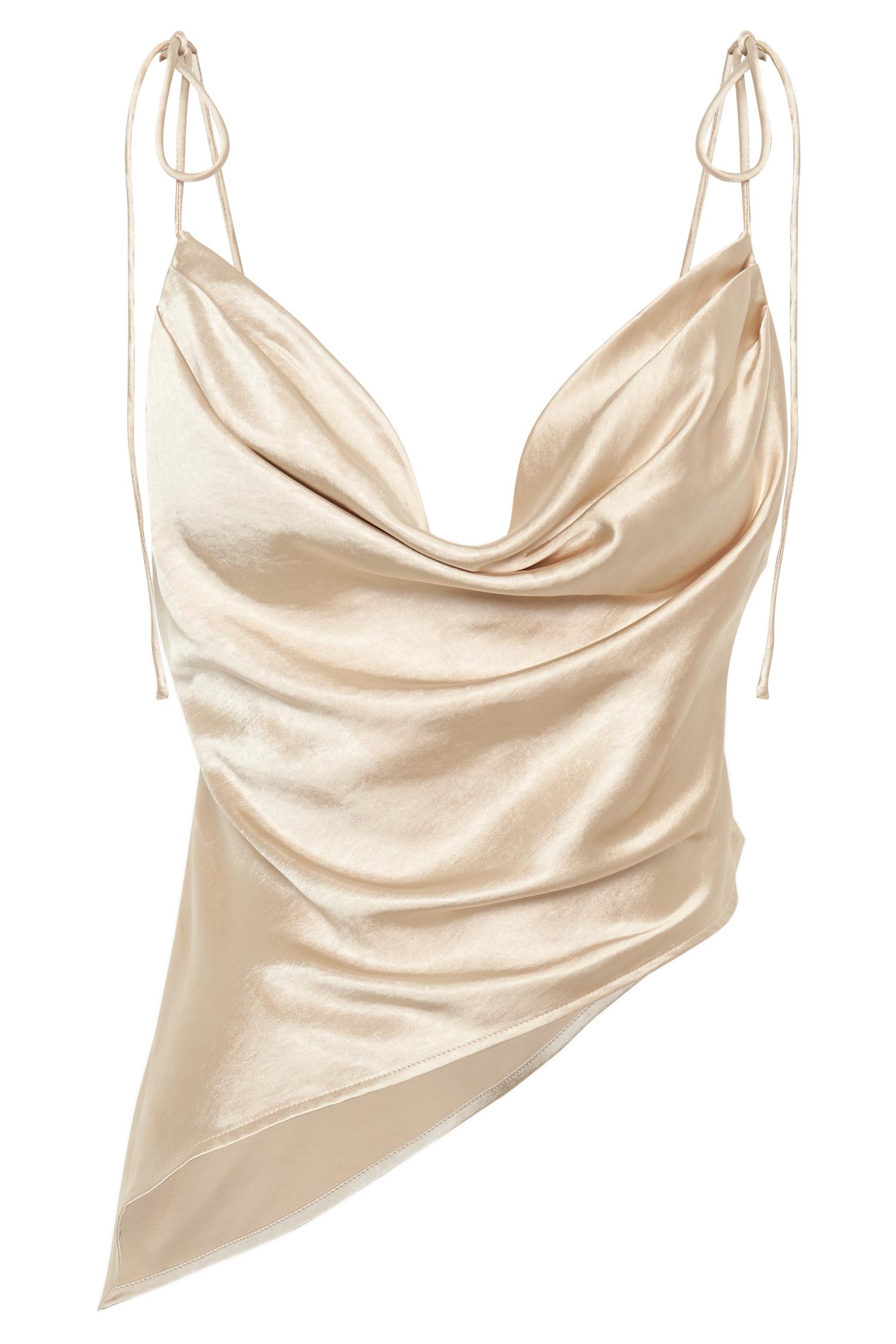 Zavani Asymmetrical Satin Camisole - Gold Product Image