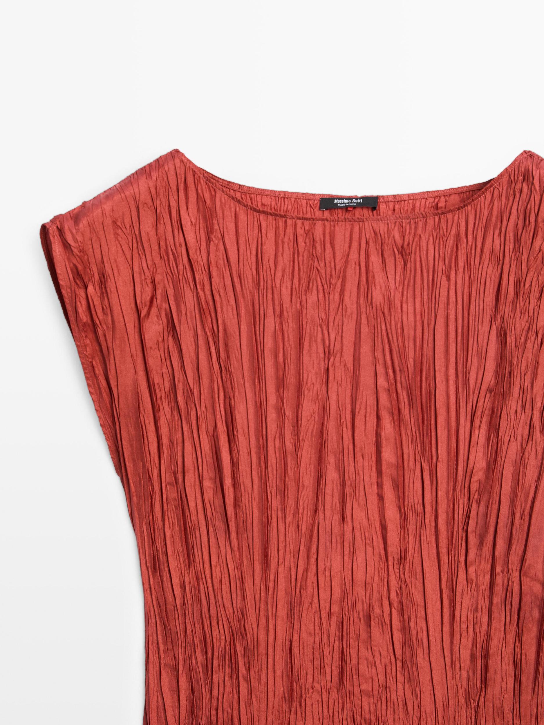 Long pleated satin dress Product Image