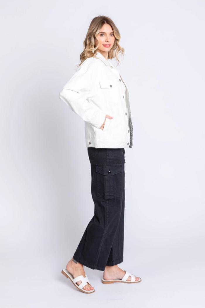 White Oversized Denim Jacket Product Image