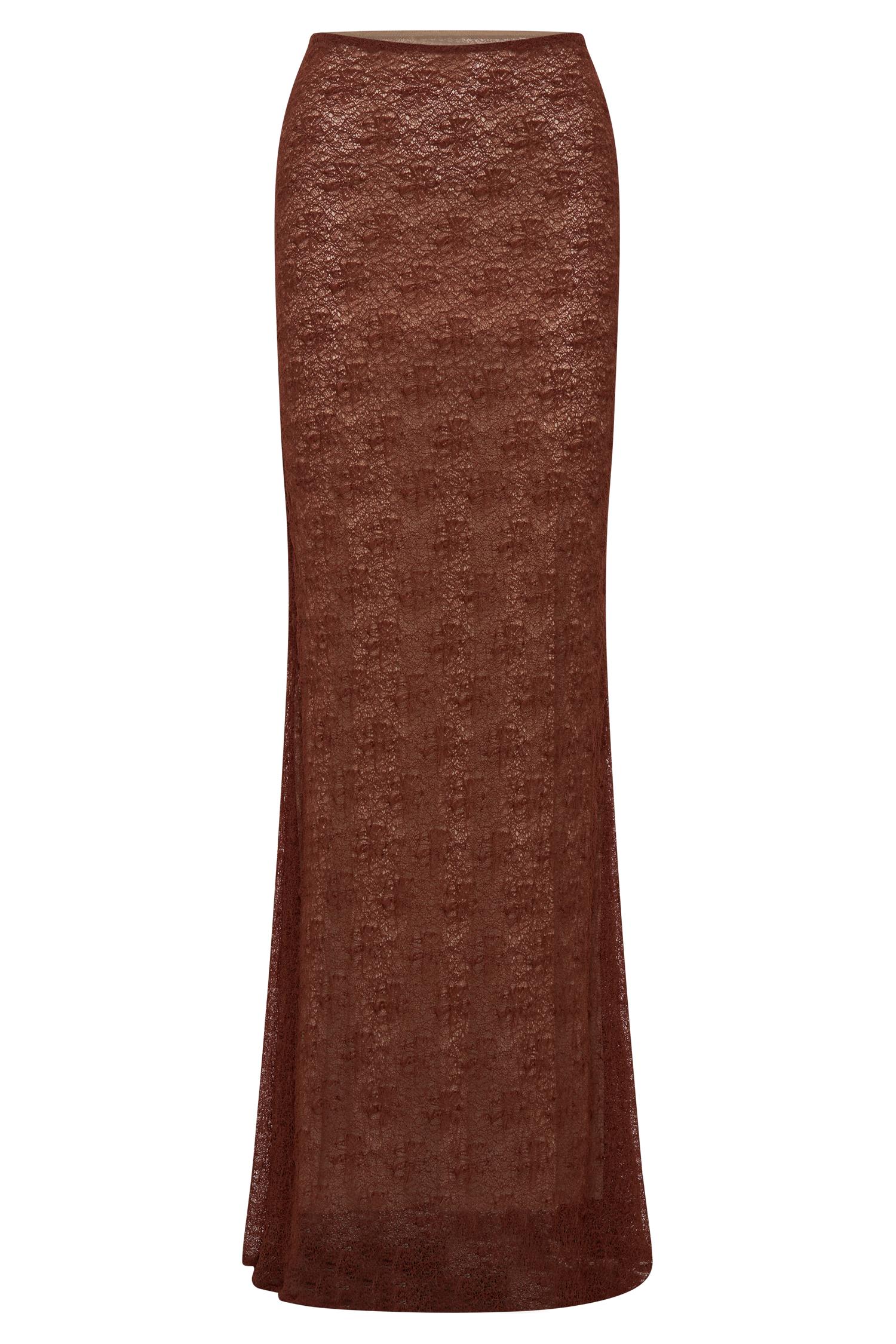 Robyn Sheer Lace Maxi Skirt - Chilli Product Image