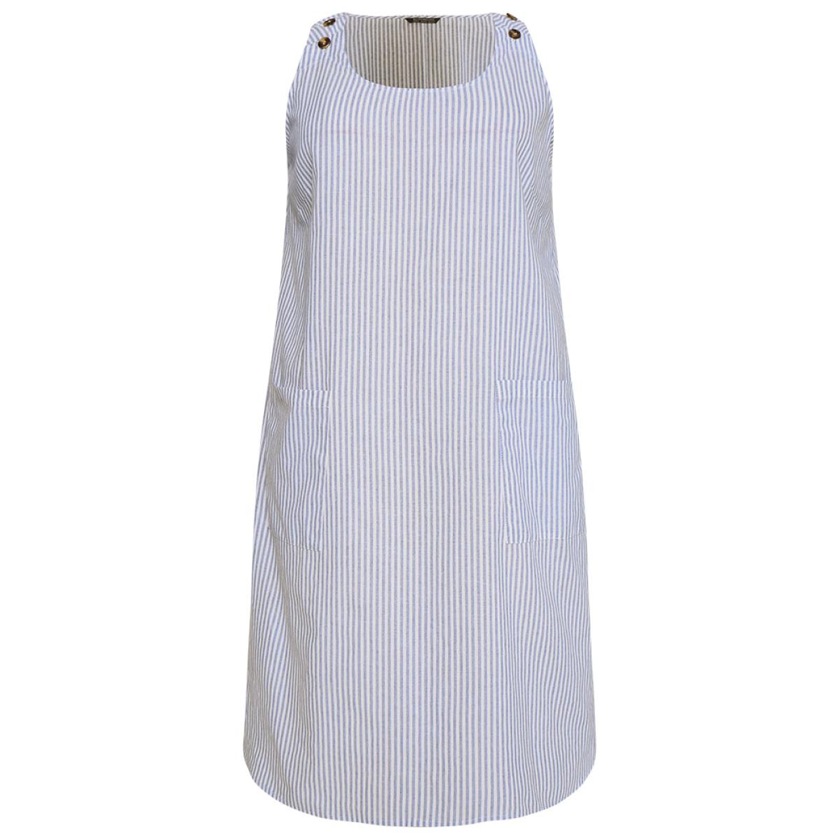 Plus Size Striped Patched Pocket Adjustable Button Dress LightBlue Women Casual Adjustable Straps Round Neck Sleeveless Curvy Knee Dress BloomChic 26/4X Product Image