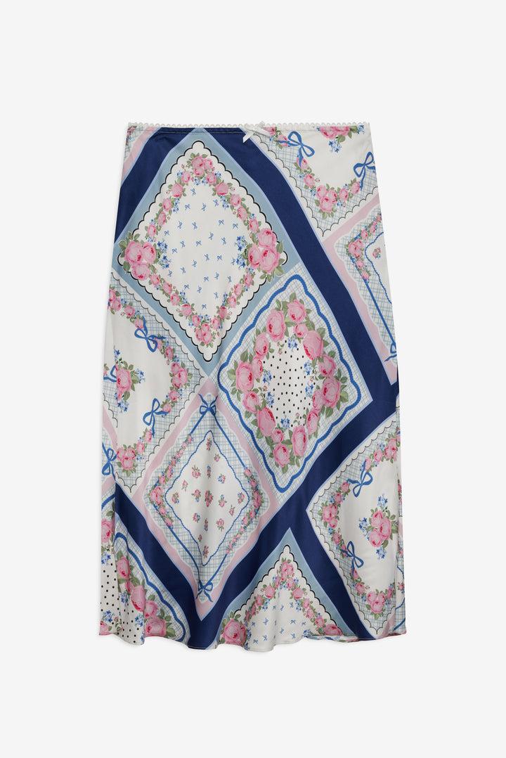 Summer Scarf Midi Skirt — Blue Product Image