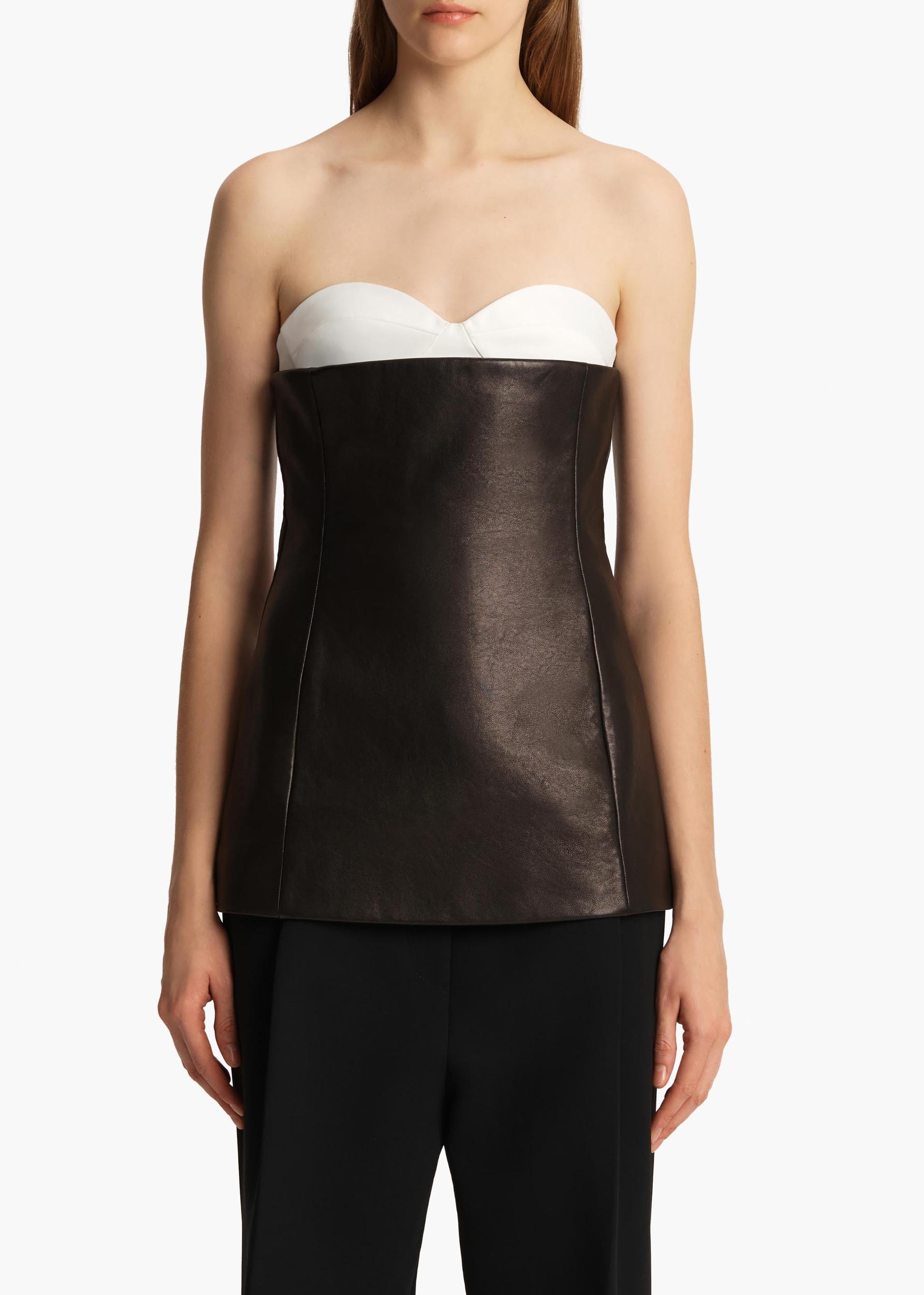 Ayla Top in Black Leather Product Image