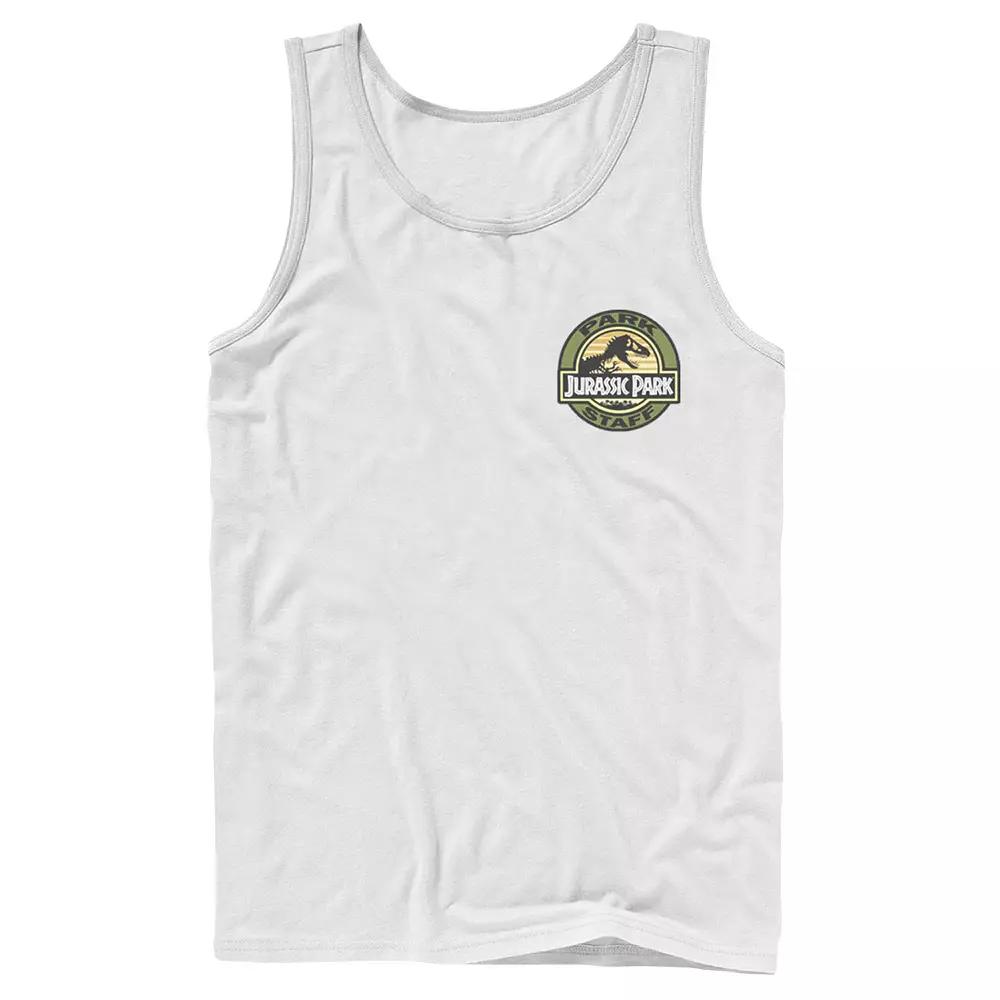 Men's Jurassic Park Staff Logo Pocket Patch Graphic Tank Top,  Product Image