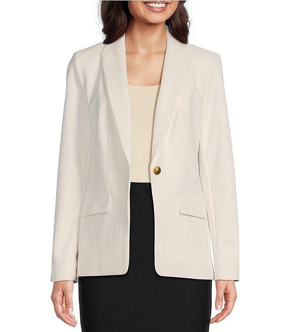 Donna Karan Woven Notch Lapel Long Sleeve Button Front Coordinating Blazer Product Image