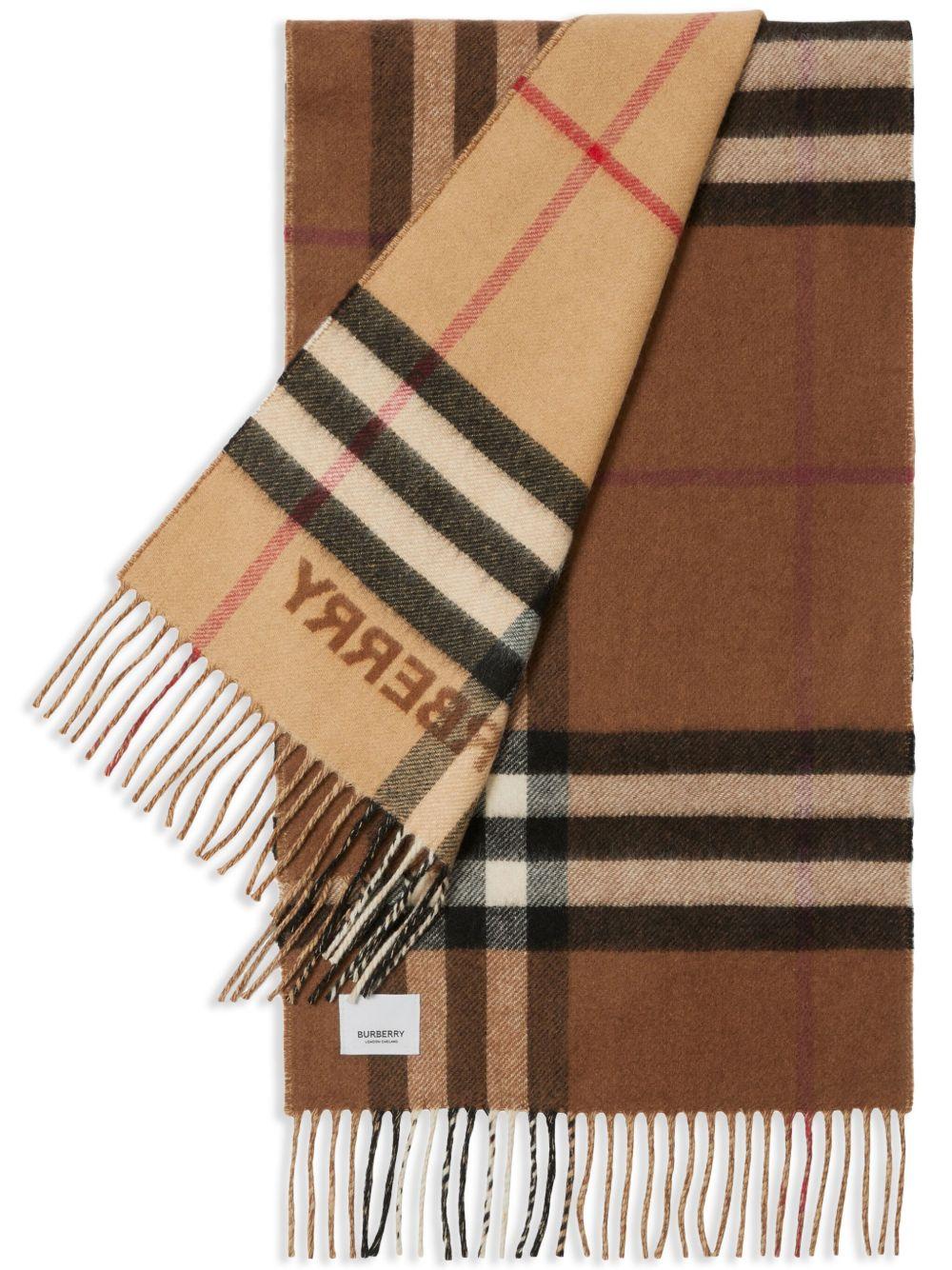 two-tone checked cashmere scarf Product Image