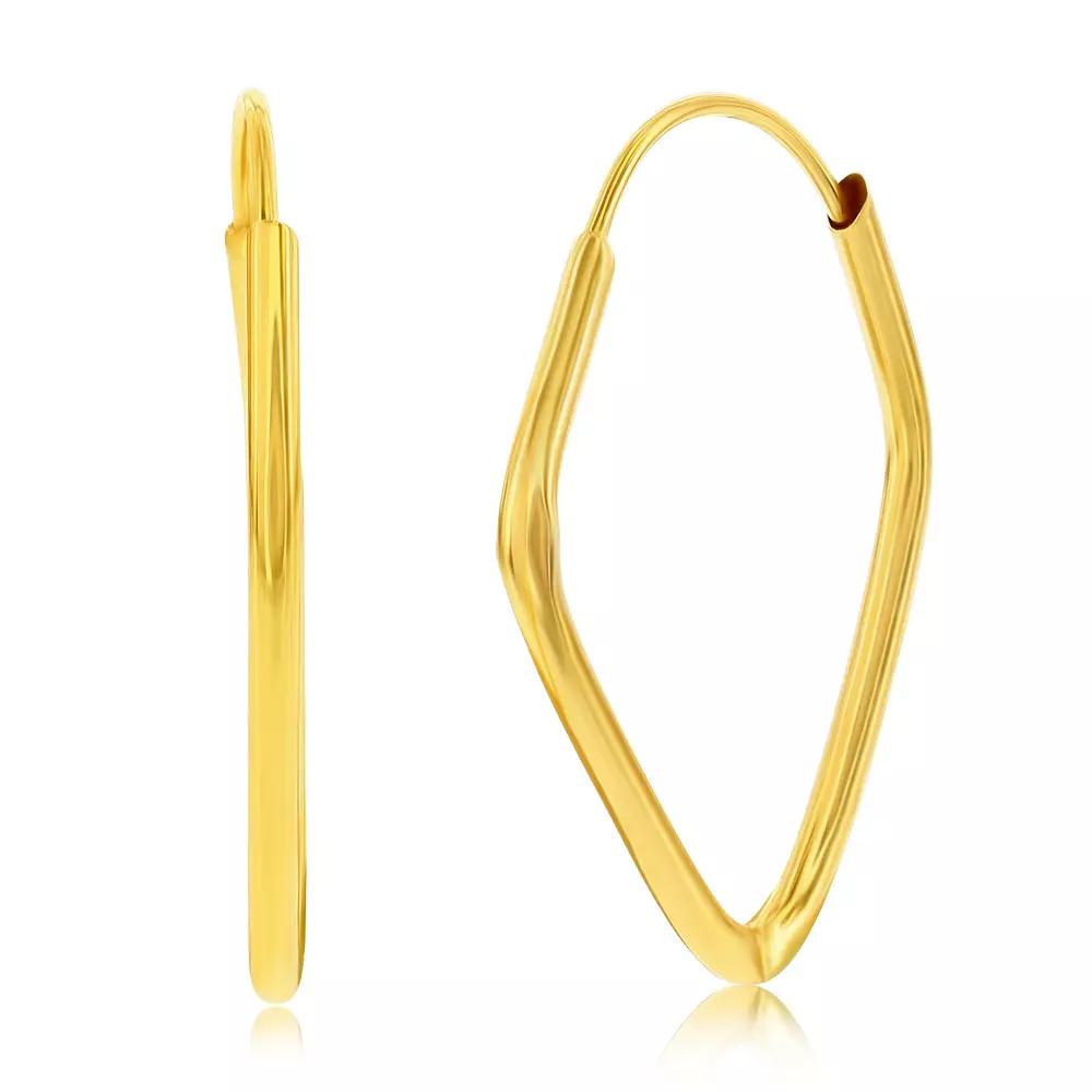 Divine Gold 14k Gold Diamond-Shaped Hoop Earrings, Women's Product Image