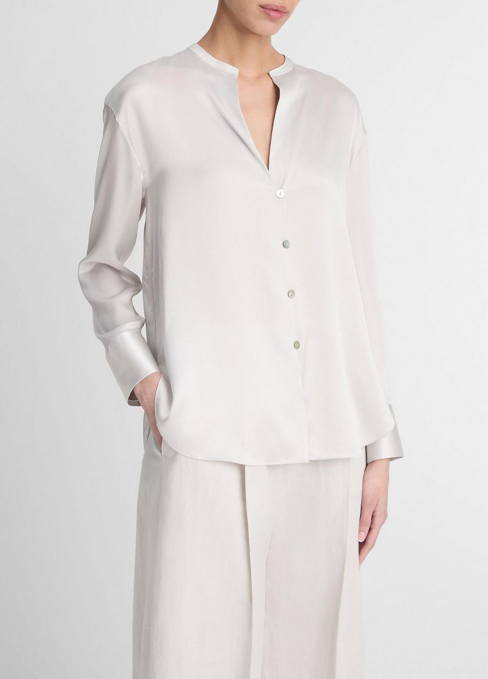 Silk Band-Collar Blouse Product Image