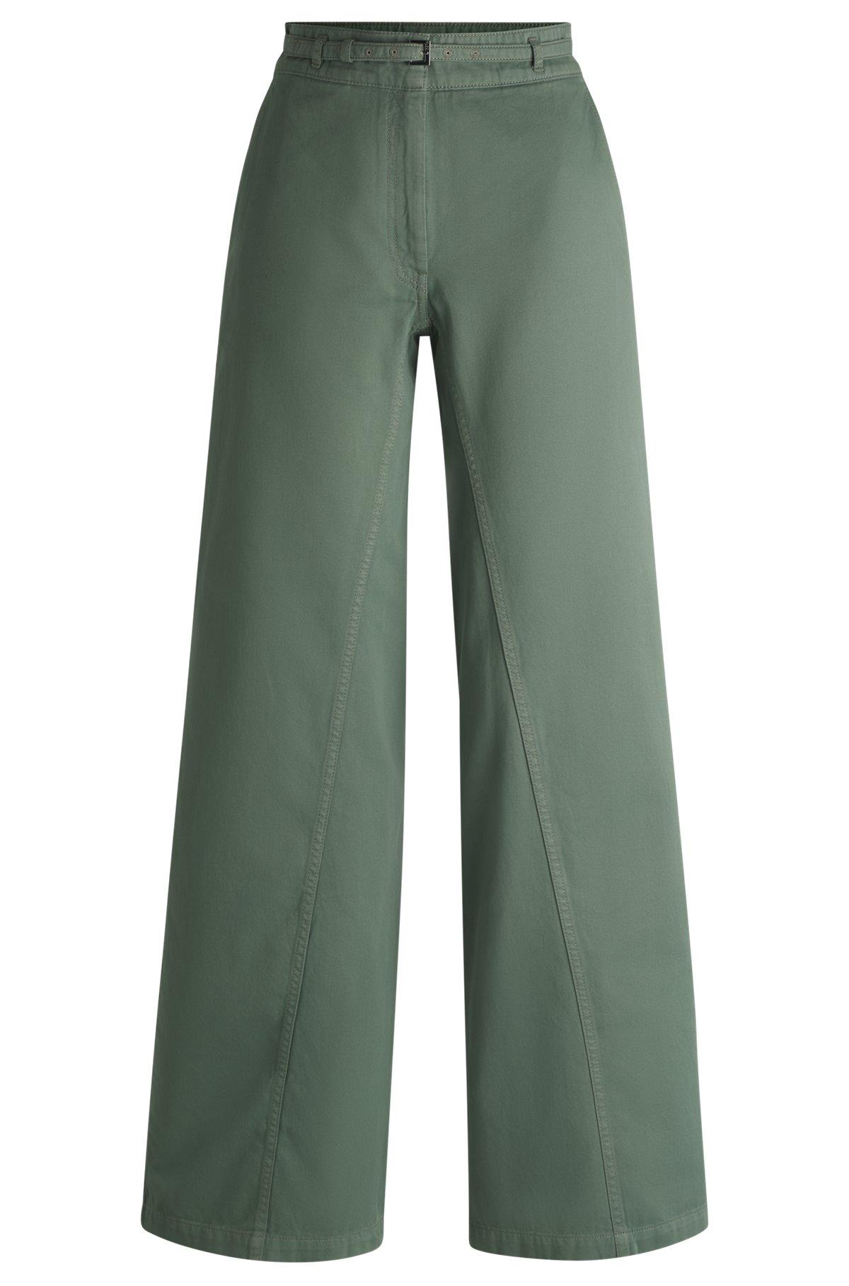 Regular-fit wide-leg trousers in cotton twill Product Image