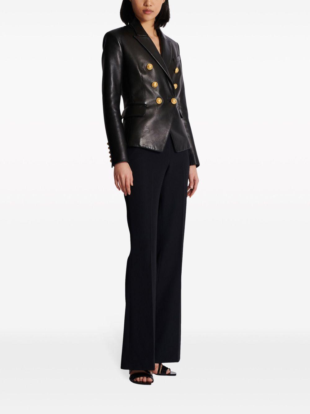 double-breasted leather blazer Product Image