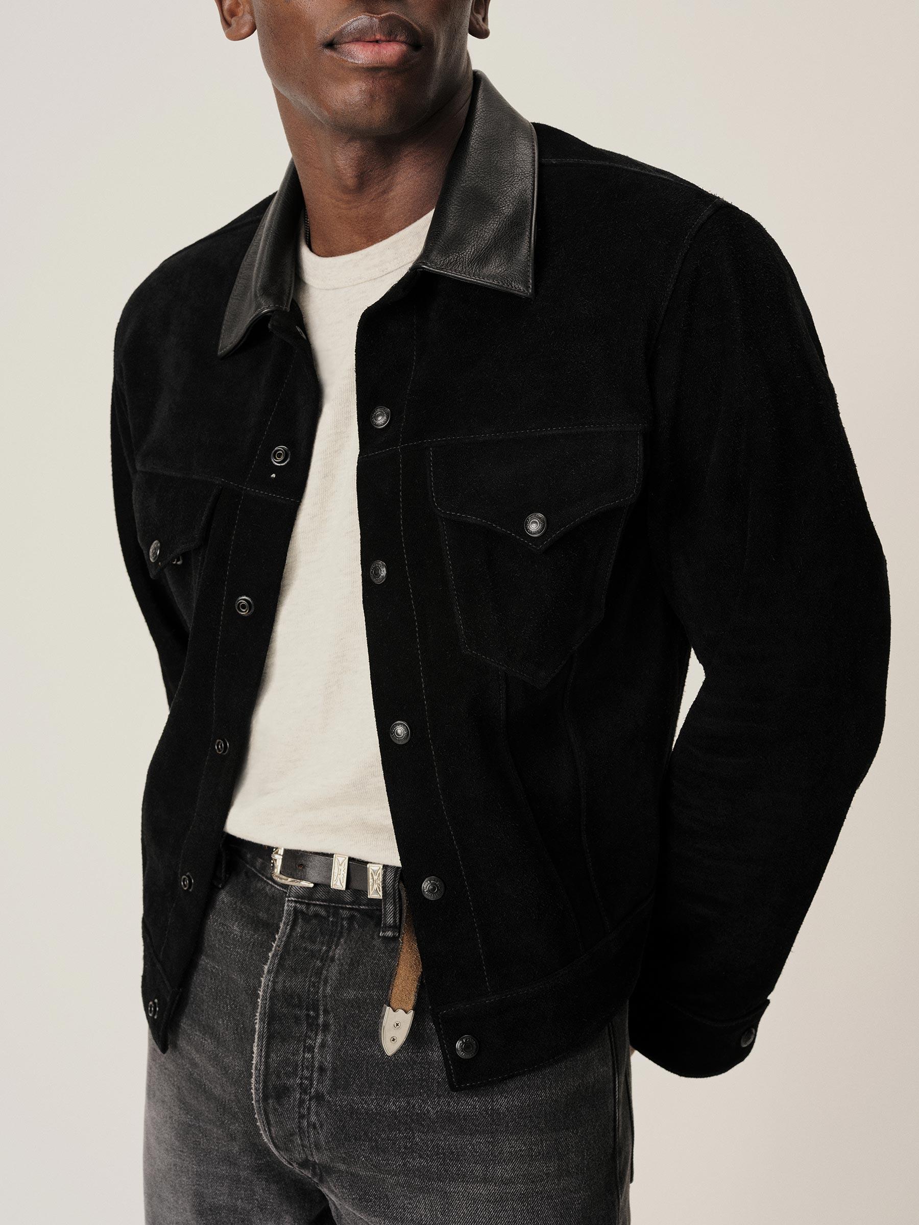 Black Rambler Suede Trucker Jacket Product Image