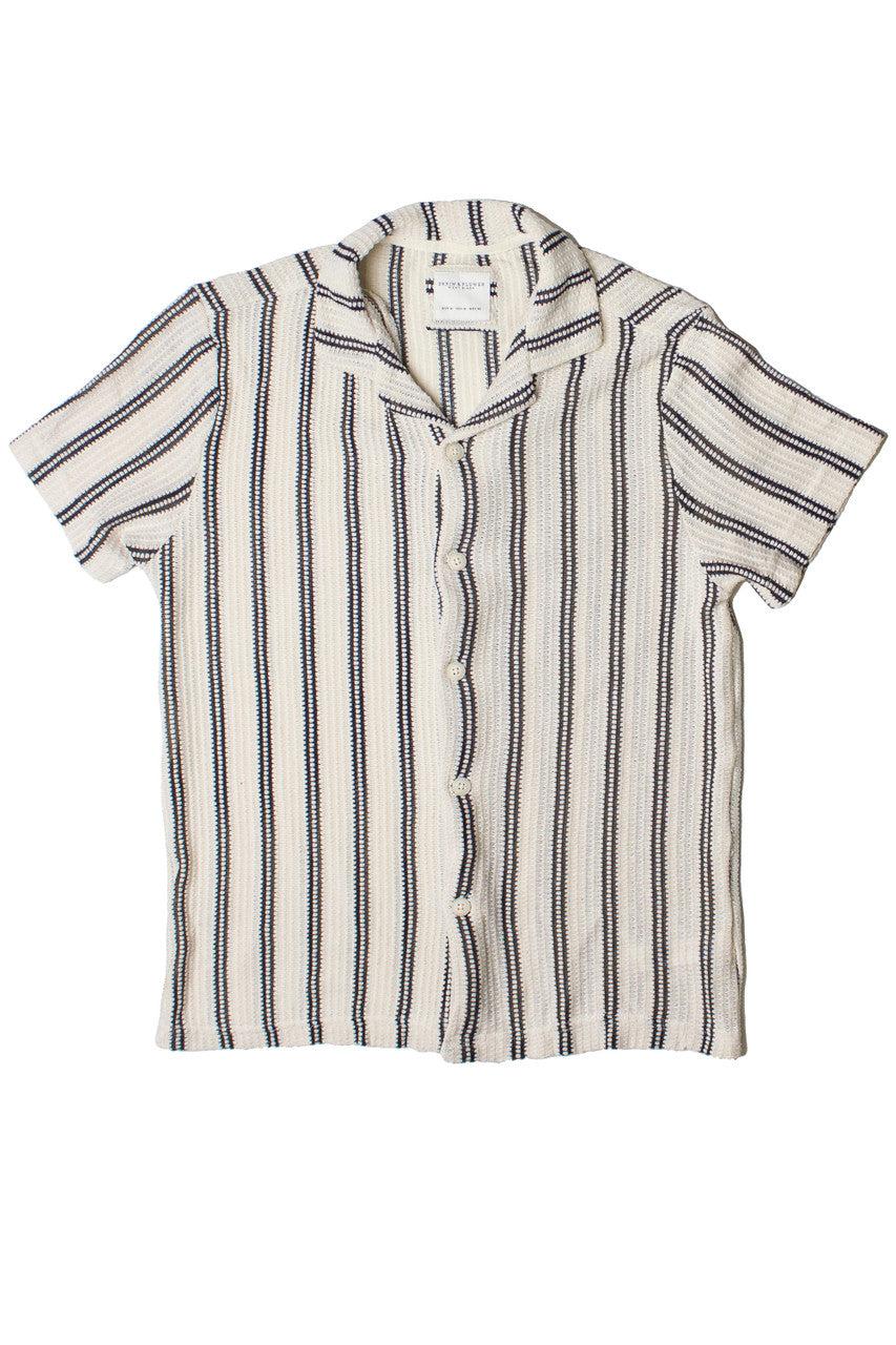 Double Stripe Crochet Button Up Shirt Product Image