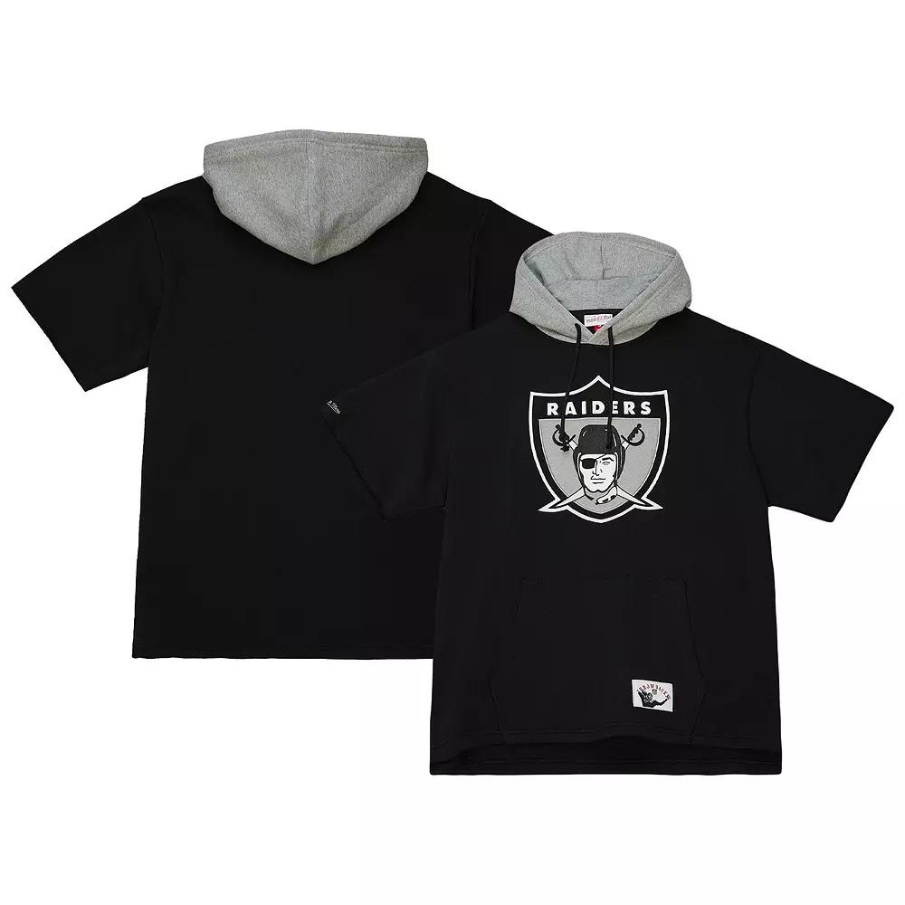 Men's Mitchell & Ness Black Las Vegas Raiders Postgame Short Sleeve Hoodie,  Product Image