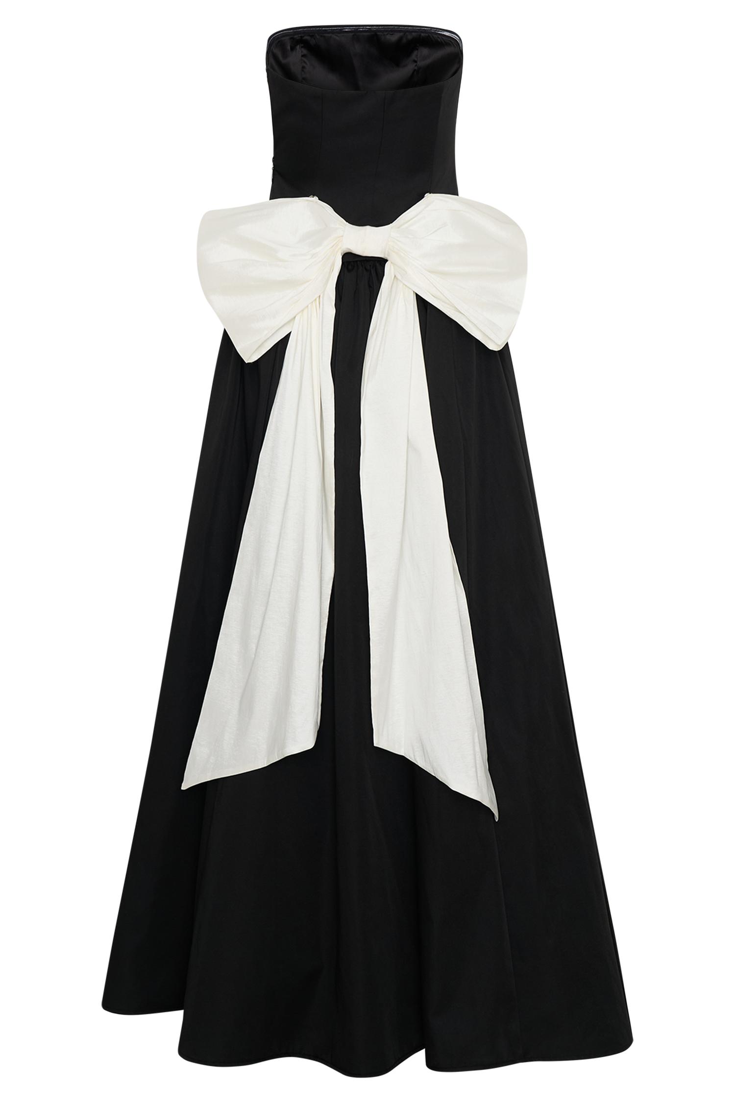Frances Strapless Bow Maxi Dress - Black Product Image