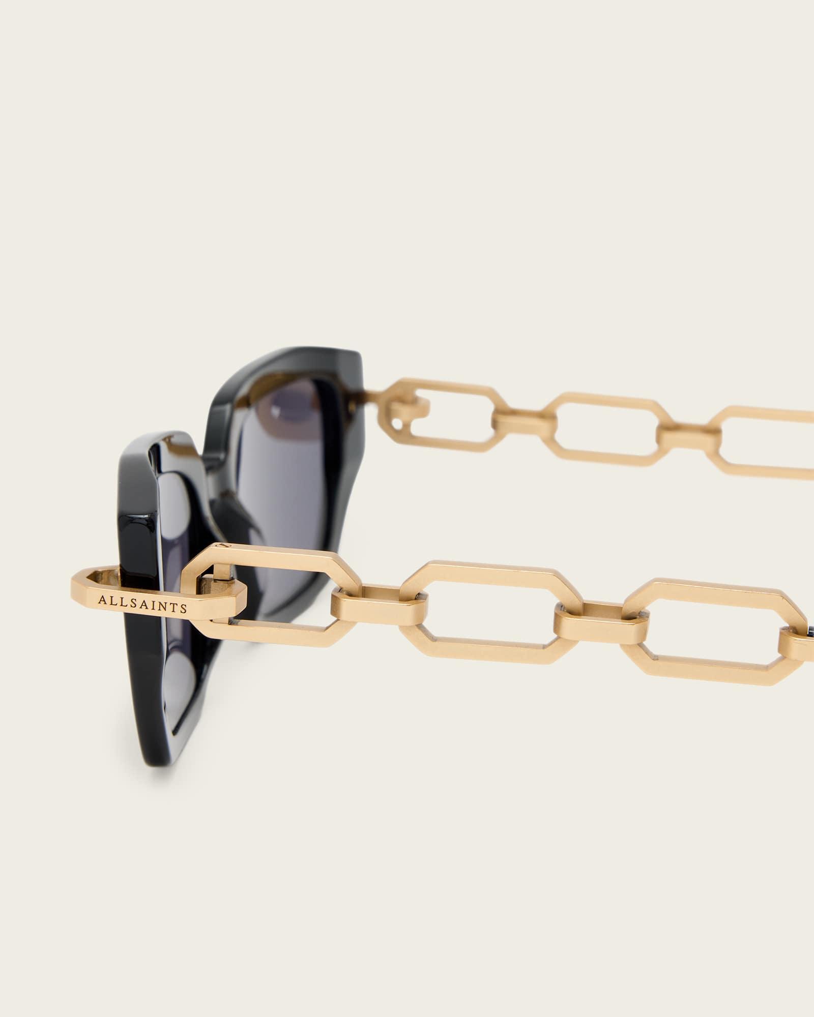 Callisto Cat Eye Shaped Sunglasses GLOSS BLACK | ALLSAINTS US Product Image