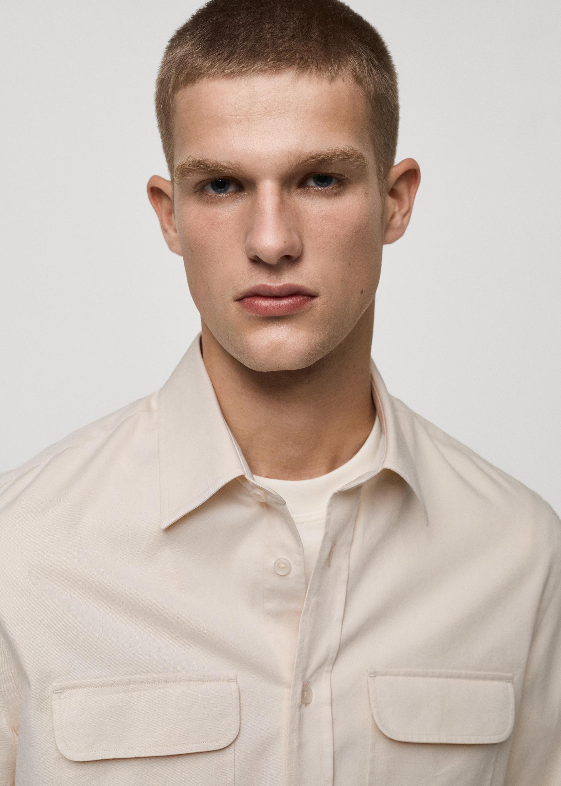 Twill cotton overshirt with pockets - Men | MANGO USA Product Image