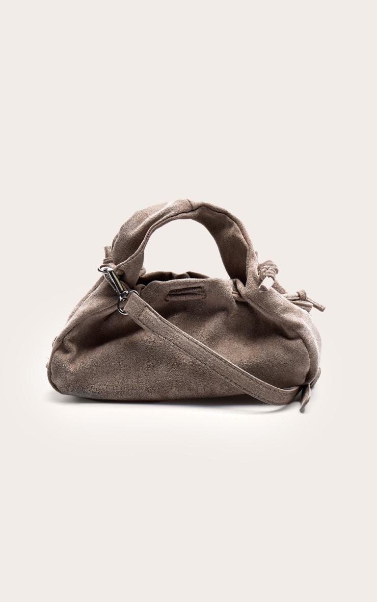 Taupe Faux Suede Drawstring Mini Bag Product Image
