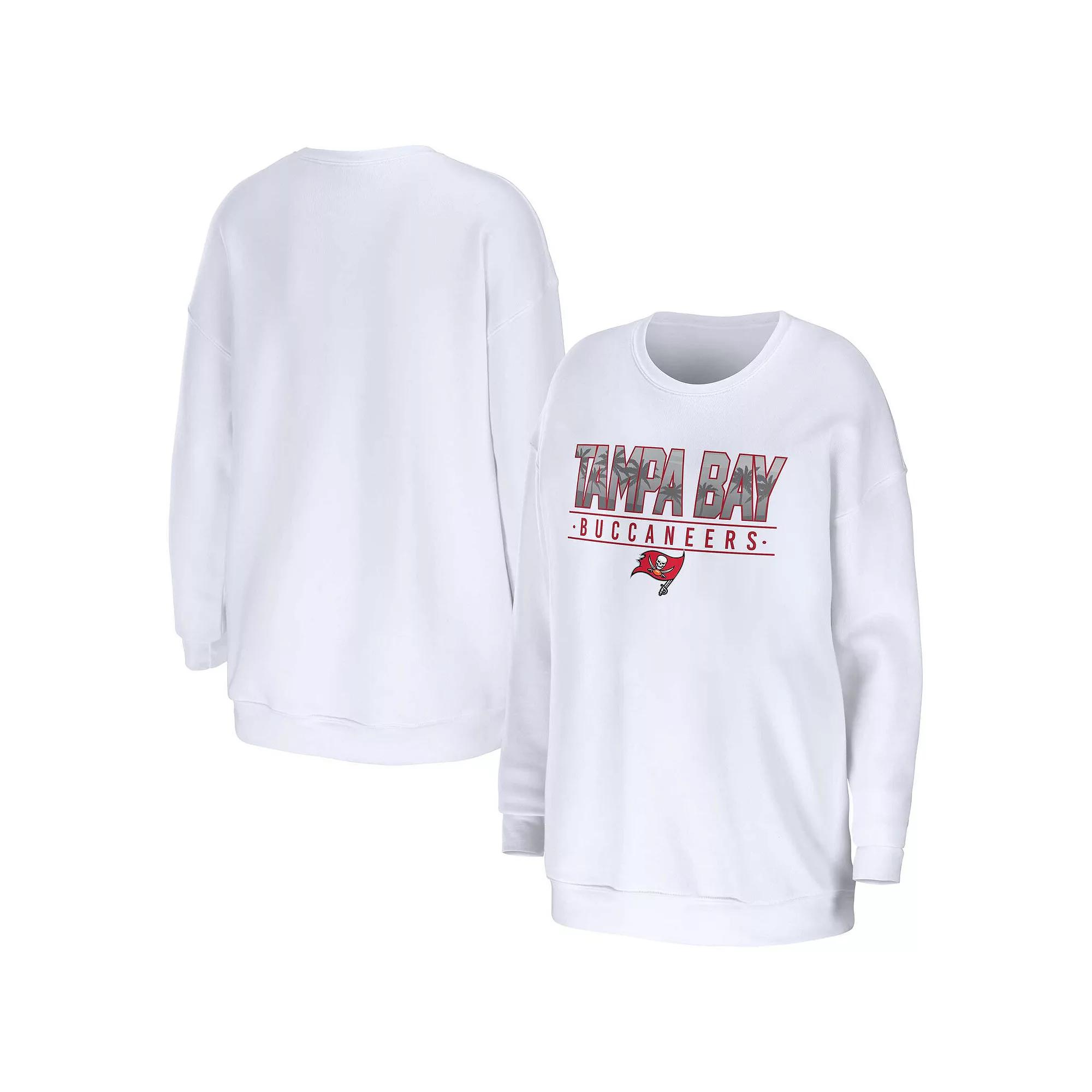 Women's WEAR by Erin Andrews White Tampa Bay Buccaneers Domestic Pullover Sweatshirt,  Product Image