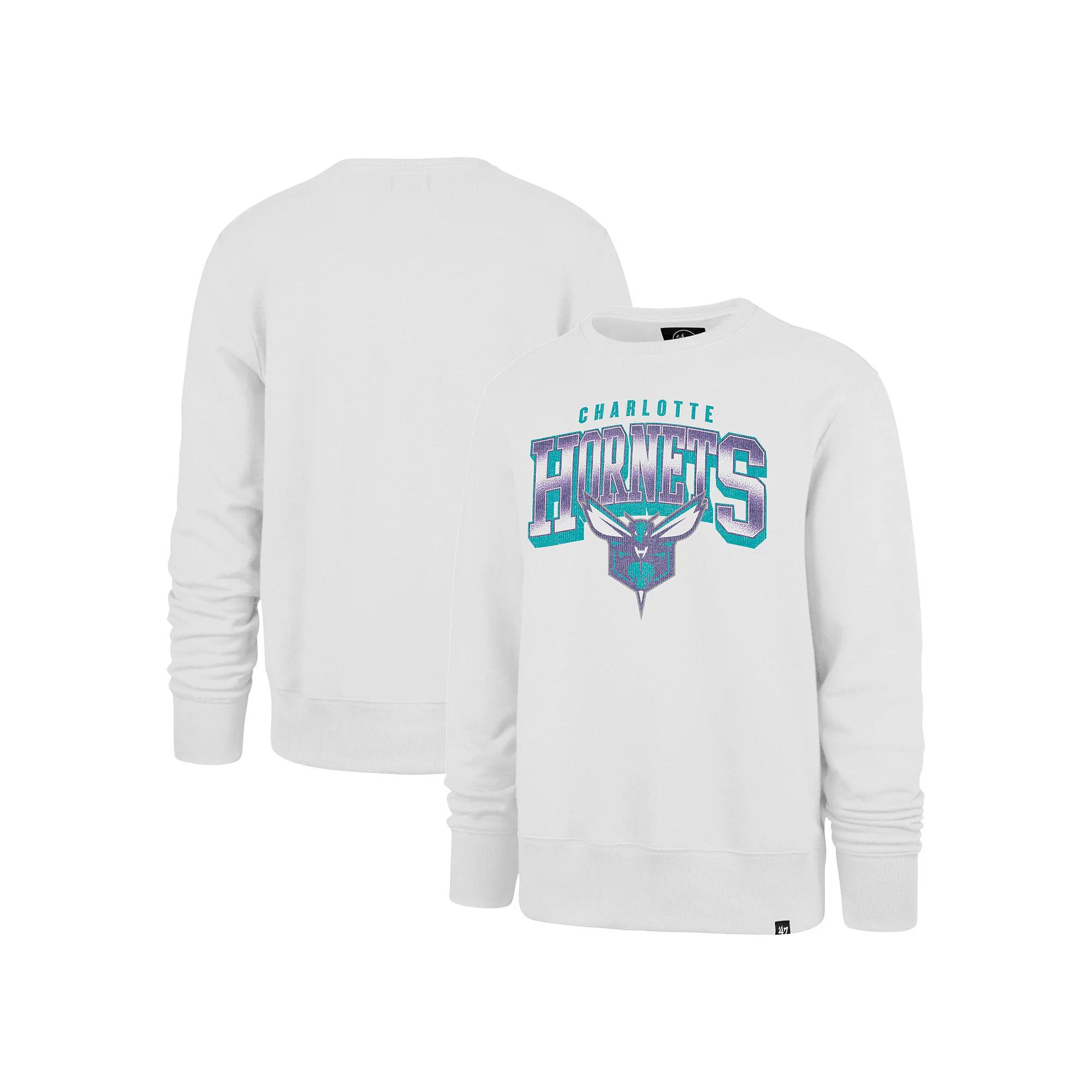 Men's '47 White Charlotte Hornets Spotlight Headline Pullover Sweatshirt,  Product Image