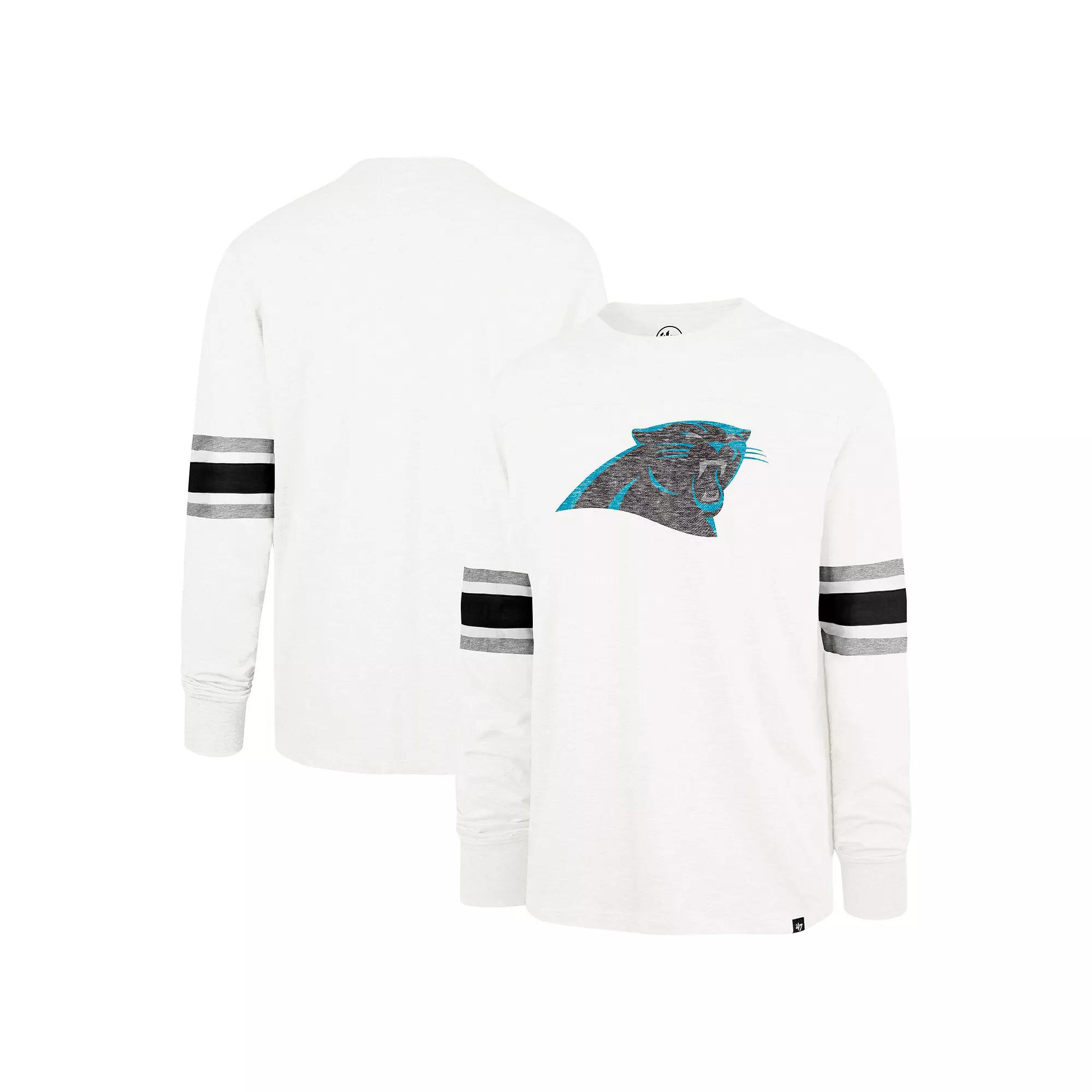 Men's '47 White Carolina Panthers Gridiron Premier Brex Long Sleeve T-Shirt,  Product Image
