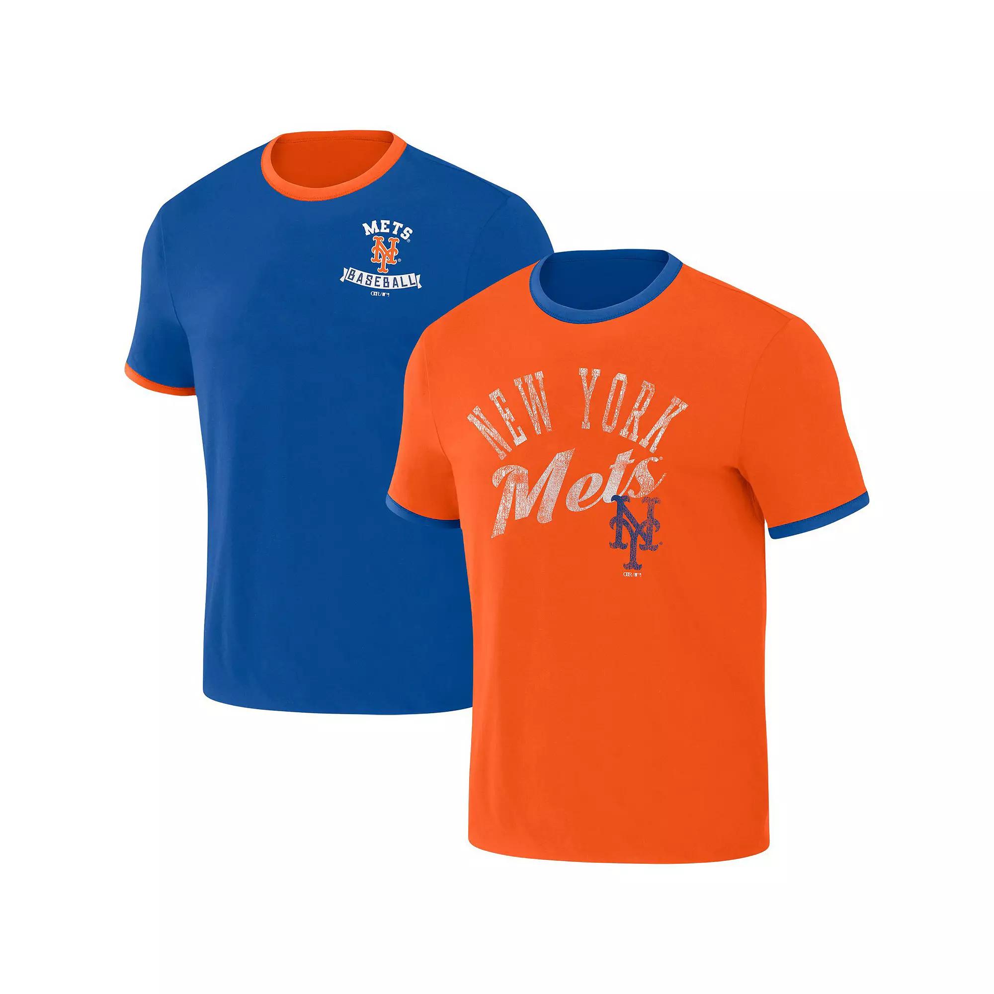 Men's Darius Rucker Collection by Fanatics Royal/Orange New York Mets Two-Way Ringer Reversible T-Shirt, Size: Medium, Blue Product Image