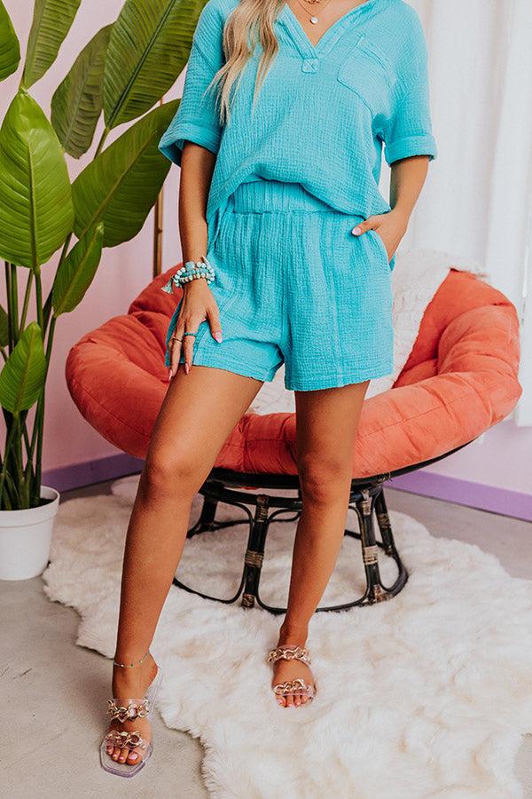 Coastal Bliss High Waist Shorts In Sky Blue Product Image