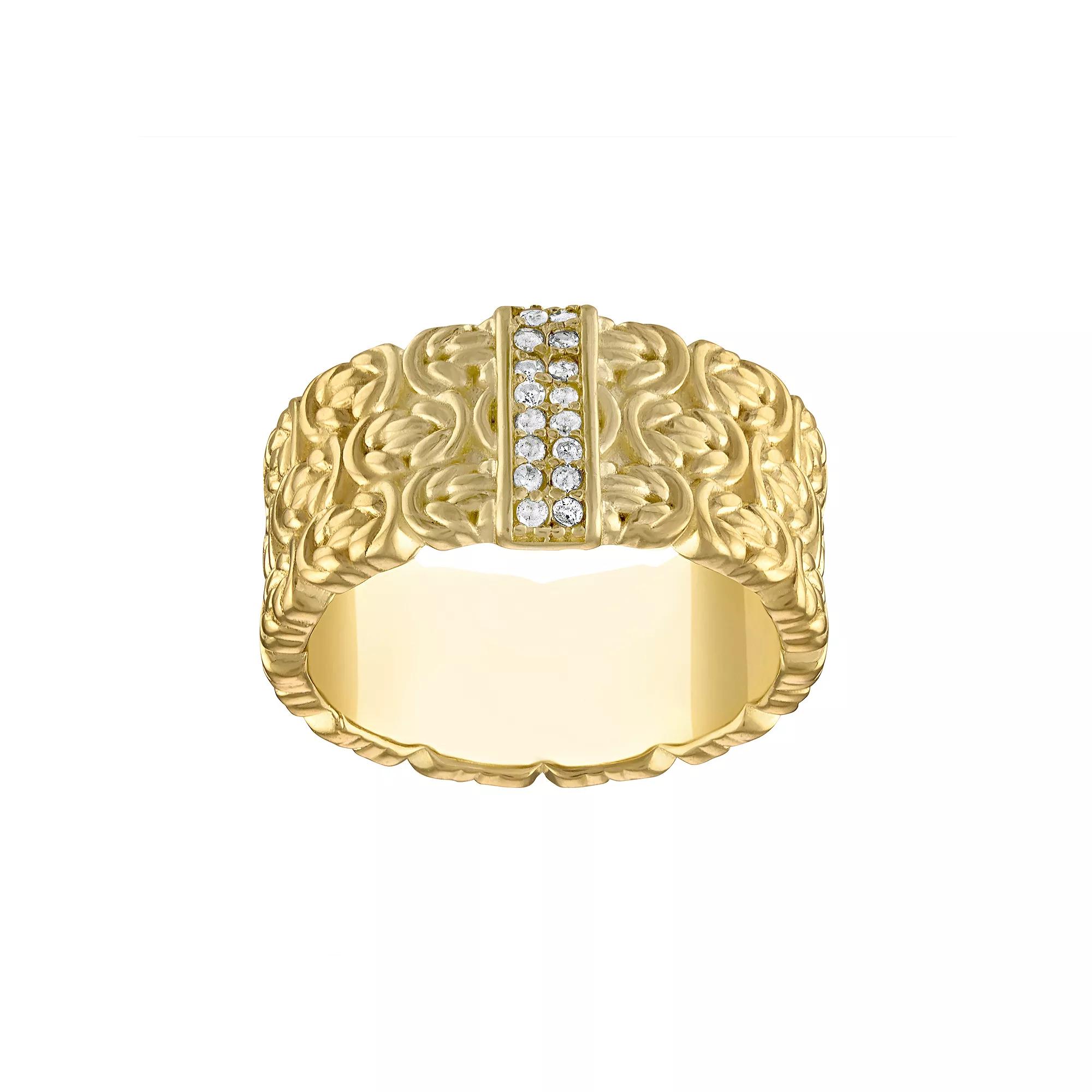 Tiara 14k Gold Over Silver 1/4 Carat T.W. Diamond Byzantine Ring, Womens Gold Tone Product Image