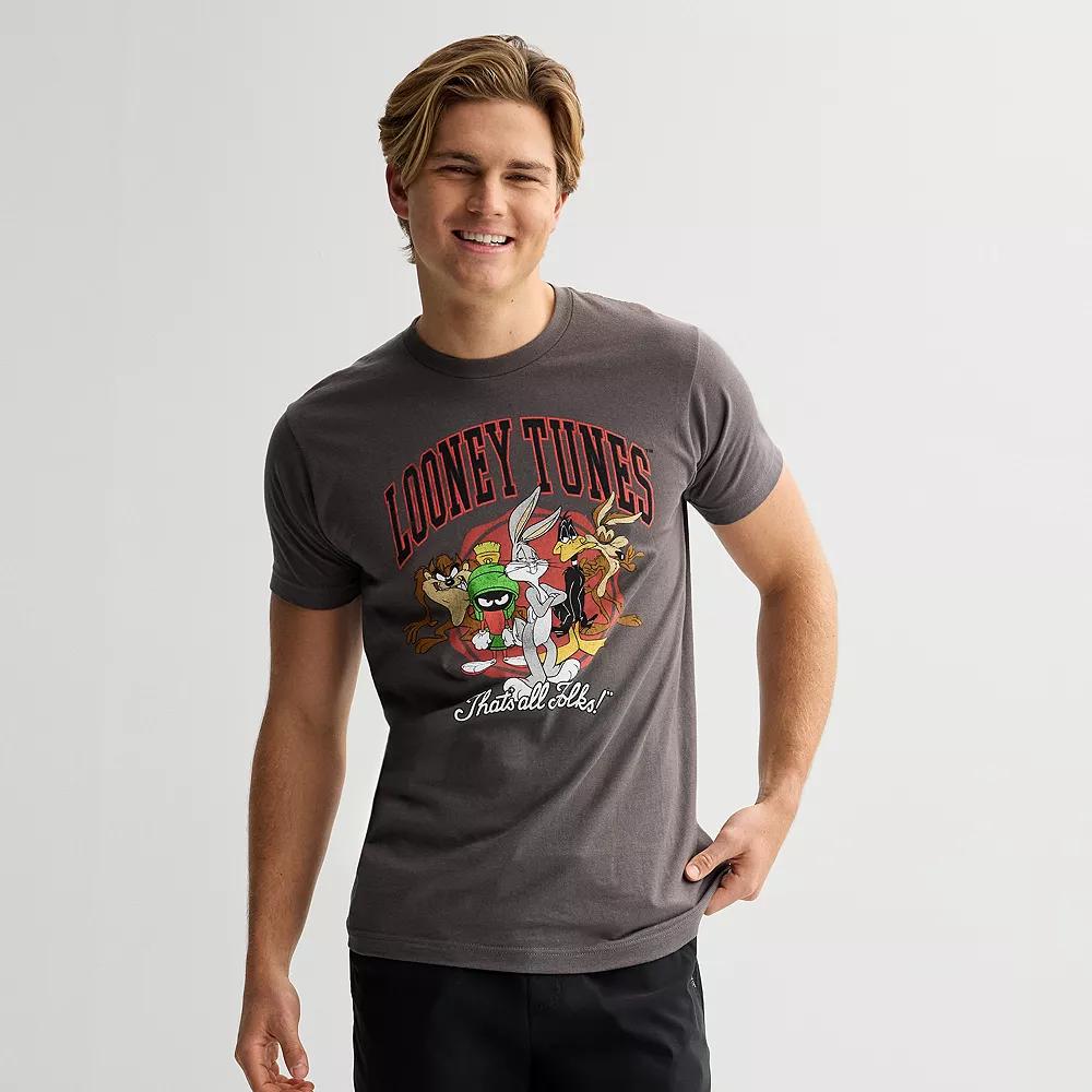Men's Looney Tunes Ground Collegiate Graphic Tee, Size: XXL, Grey Product Image