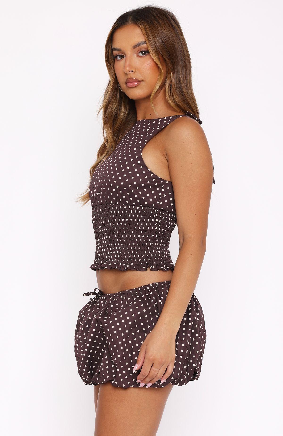Runaway Heart Mini Skort Chocolate Polka Dot Product Image