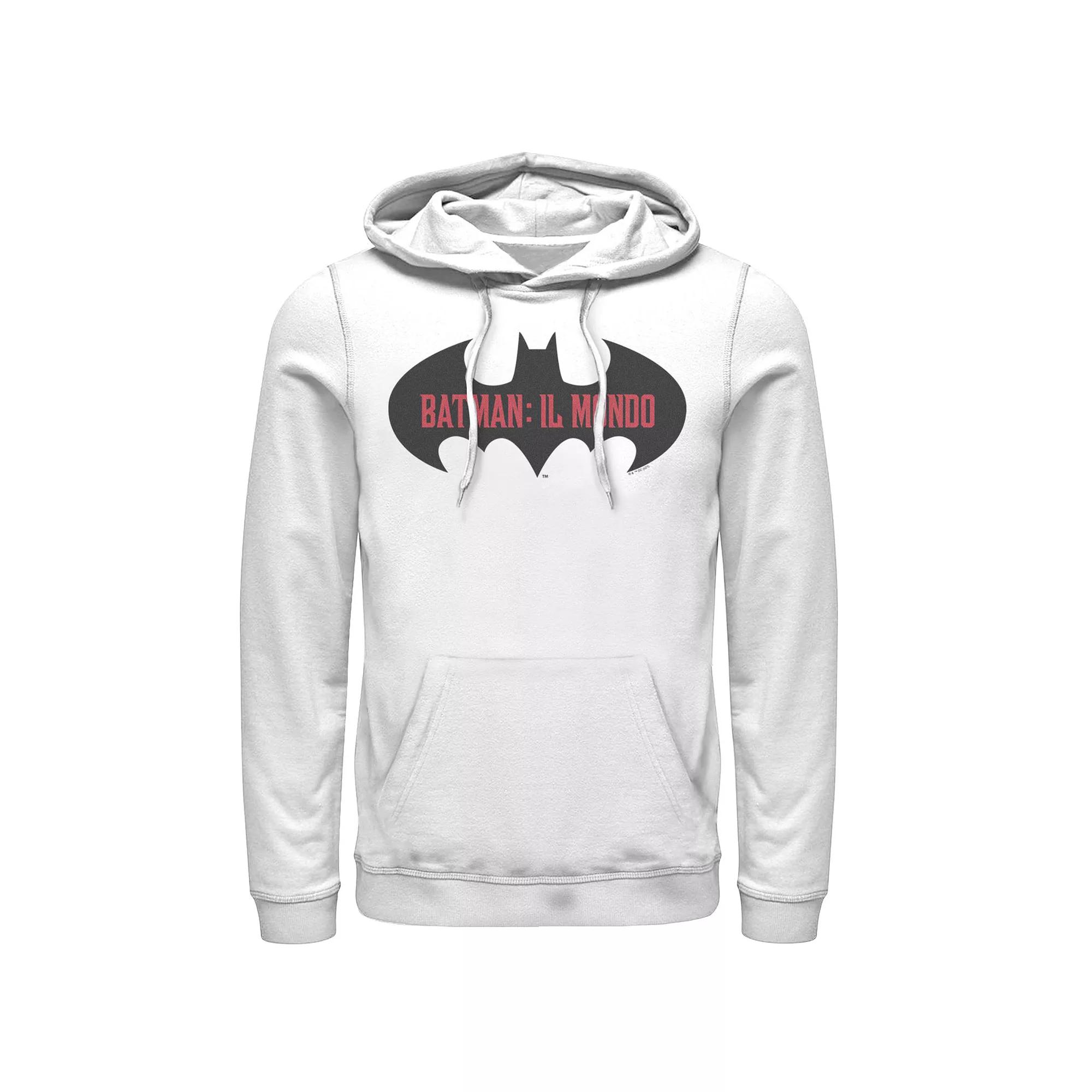 Men's Batman: Il Mondo Bat Logo Hoodie, Boy's, Size: XXL, White Product Image