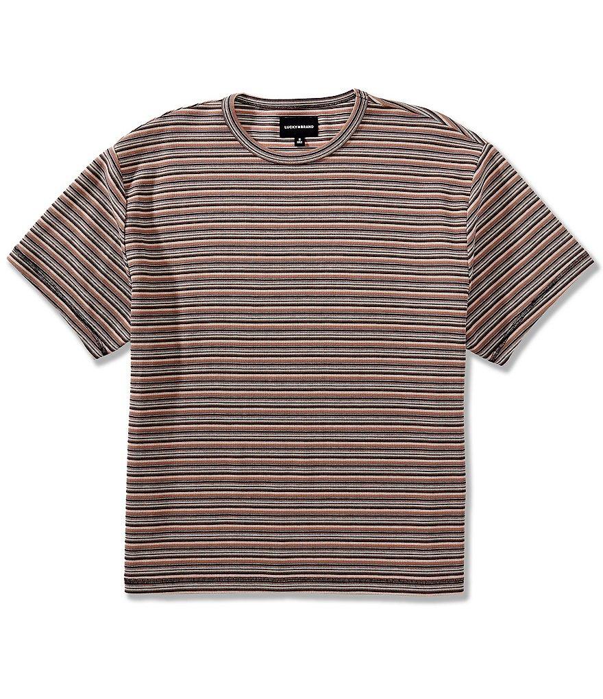 Lucky Brand Striped Short Sleeve Waffle Knit T-Shirt Product Image