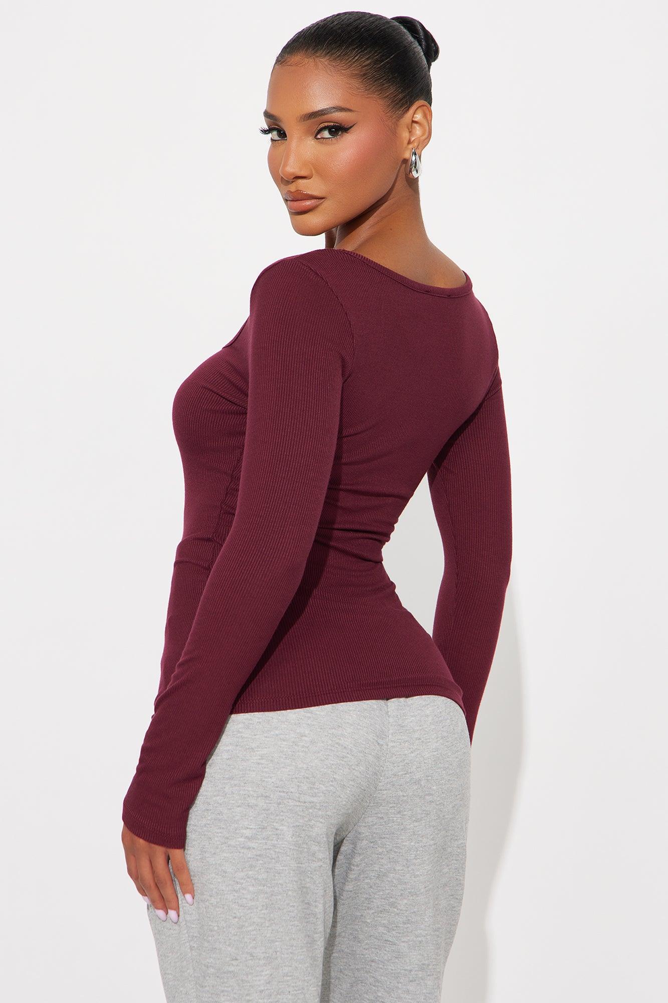 Issa Ribbed Top - Burgundy Female Product Image
