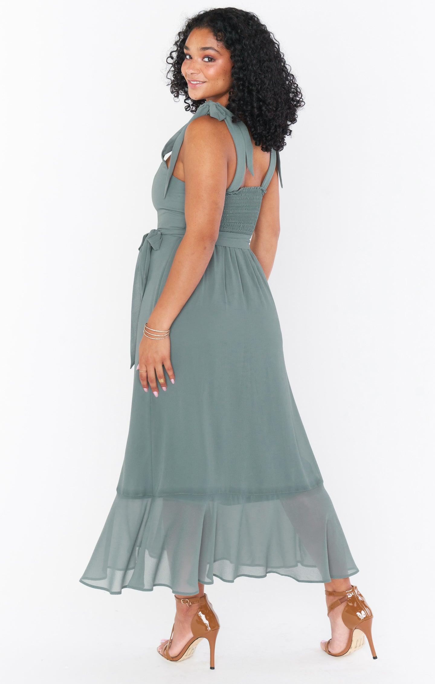 Claire Midi Dress ~ Deep Sage Chiffon Product Image