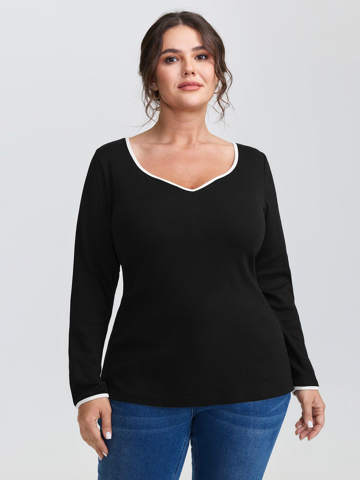 Pure Cotton Ribbed Solid T-Shirt Female Product Image