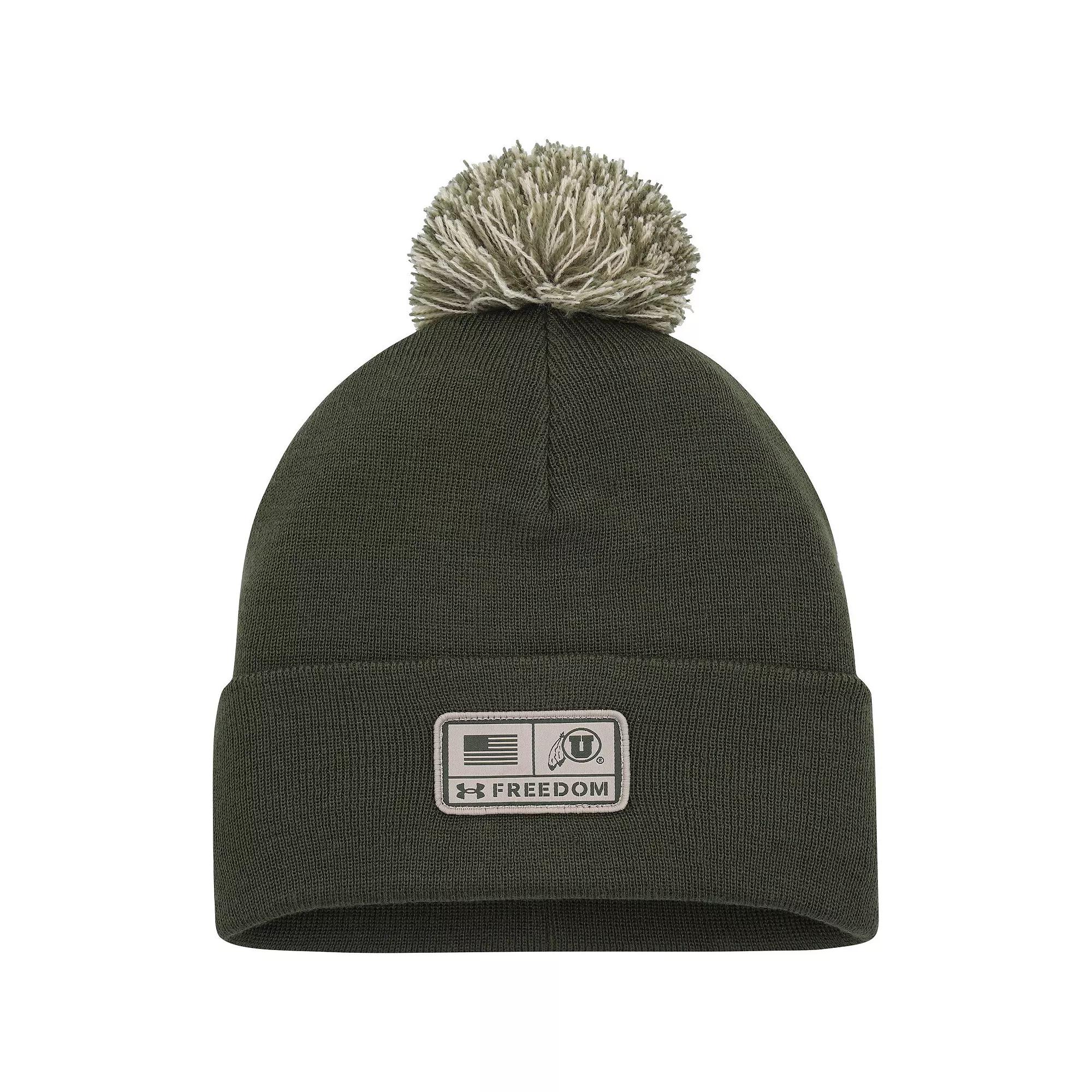 Men's Under Armour Green Utah Utes Freedom Collection Cuffed Knit Hat with Pom, Ute Green Product Image