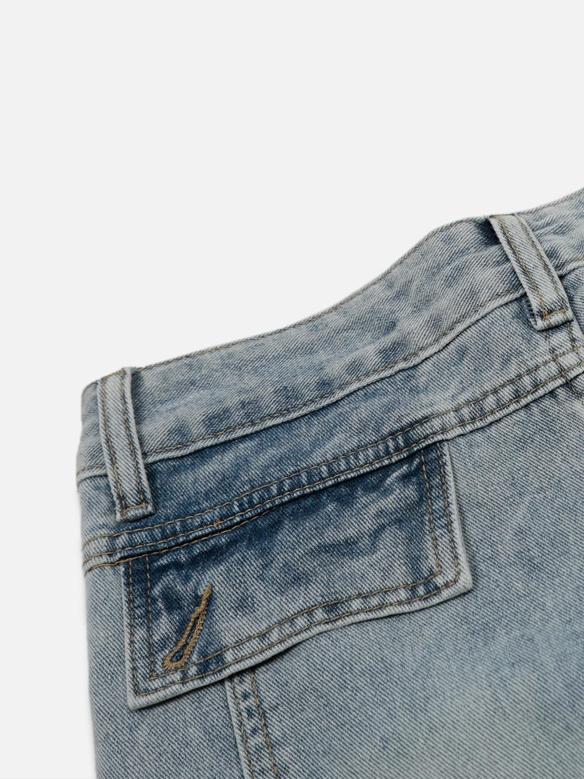 Aelfric Eden Button Patchwork Washed Baggy Jeans Product Image