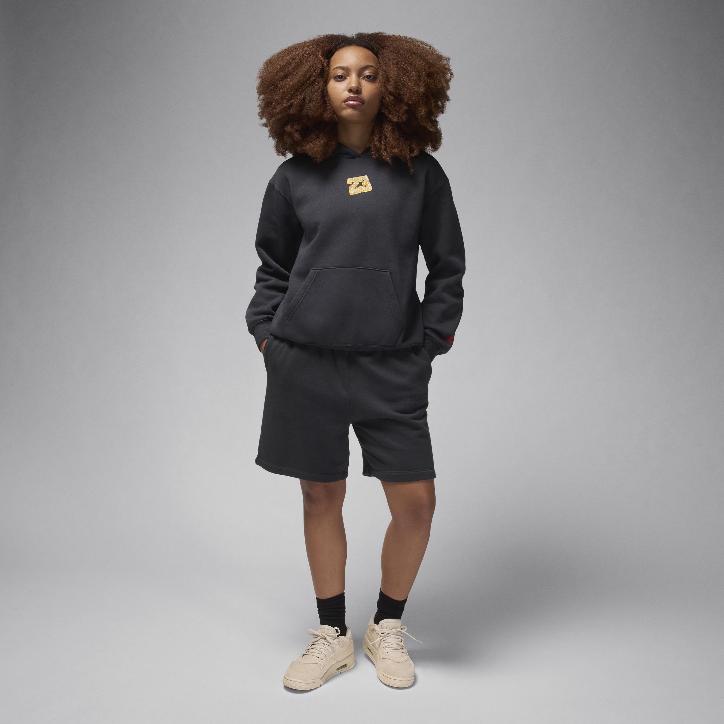 Jordan Womens Jordan Brooklyn Fleece Pullover 24 Gel - Womens Off Noir/Gym Red Product Image