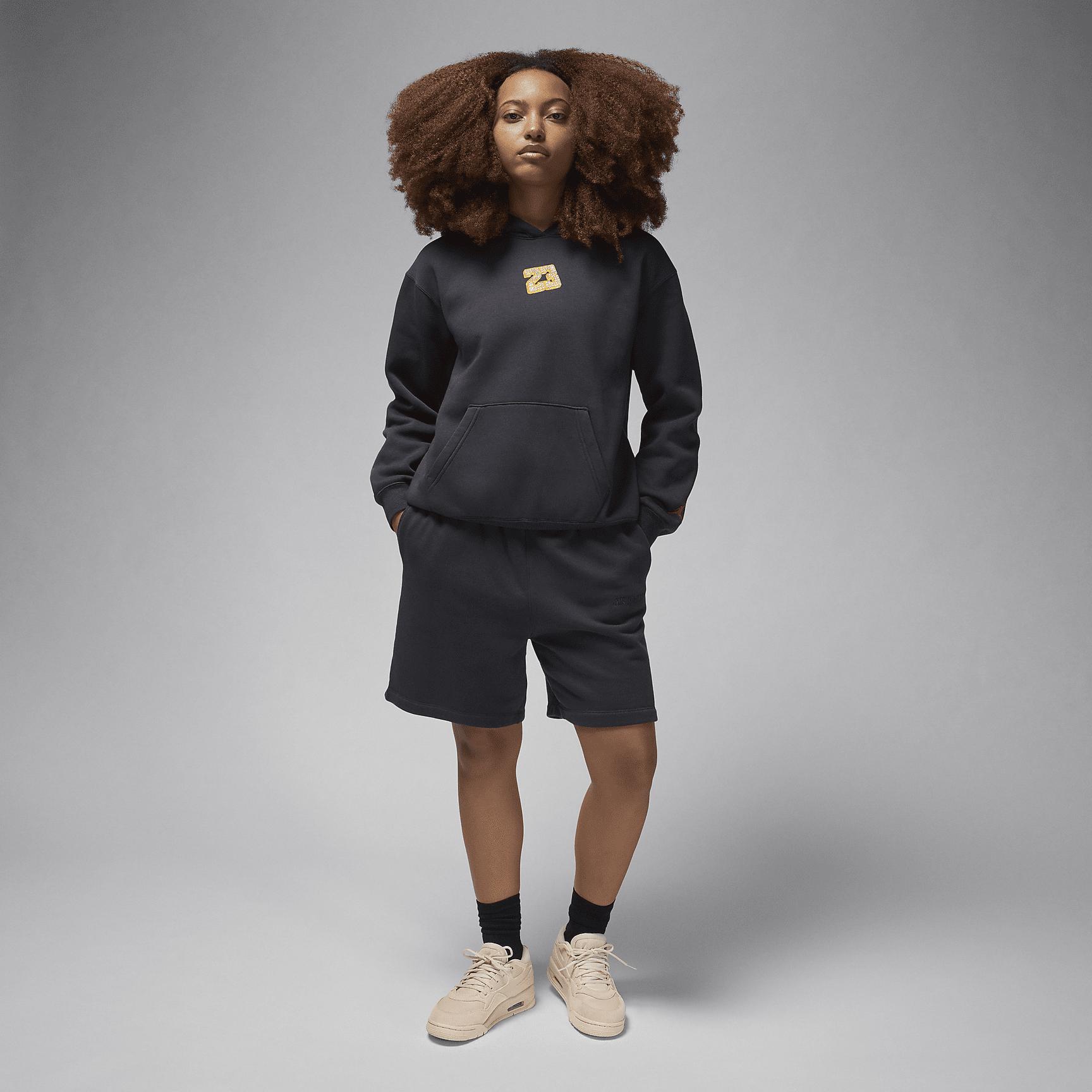 Jordan Womens Jordan Brooklyn Fleece Pullover 24 Gel - Womens Off Noir/Gym Red Product Image