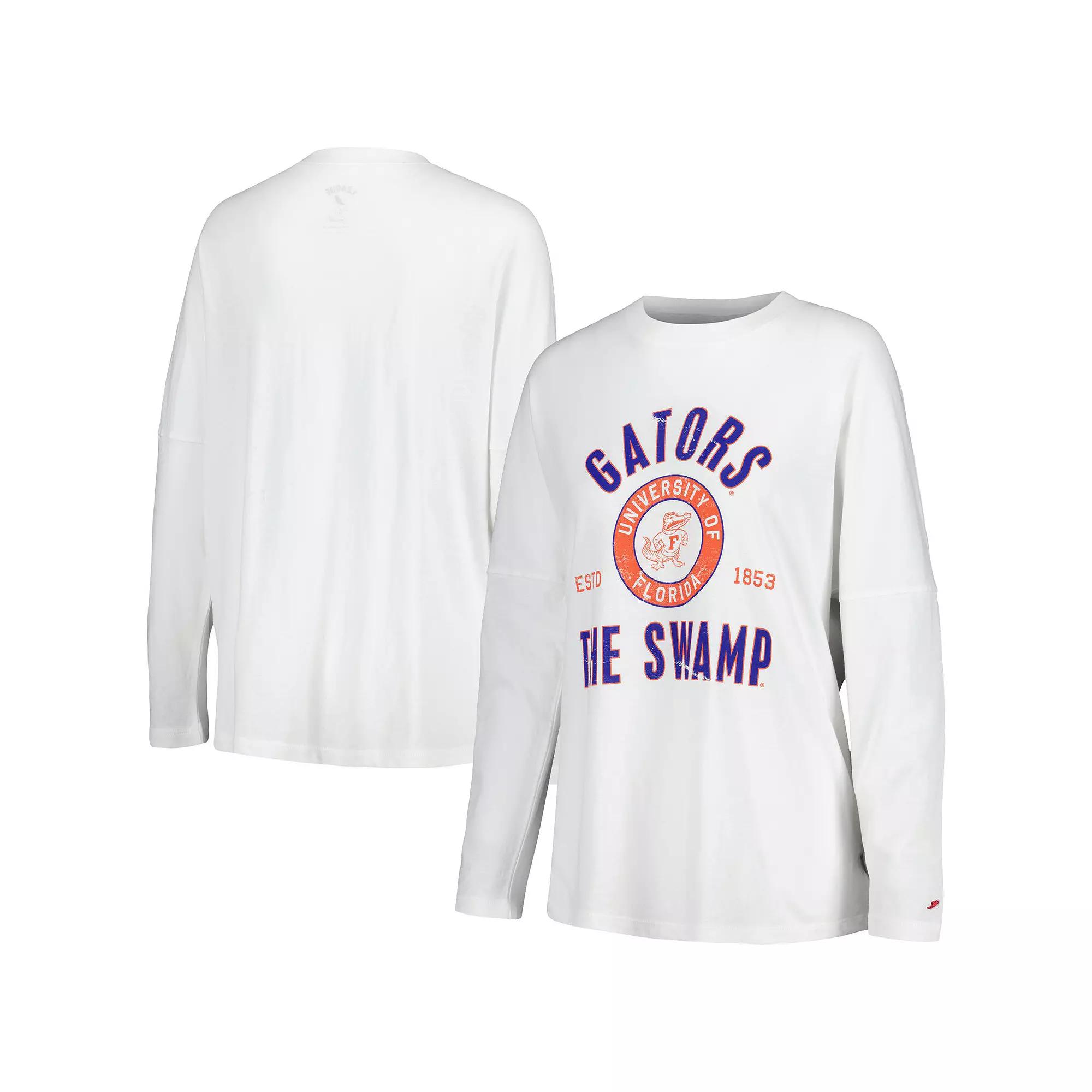 Women's League Collegiate Wear White Florida Gators Clothesline Oversized Long Sleeve T-Shirt, Size: Large Product Image