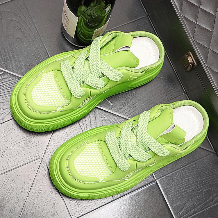 Platform Mesh Panel Lace-Up Mule Sneakers Product Image